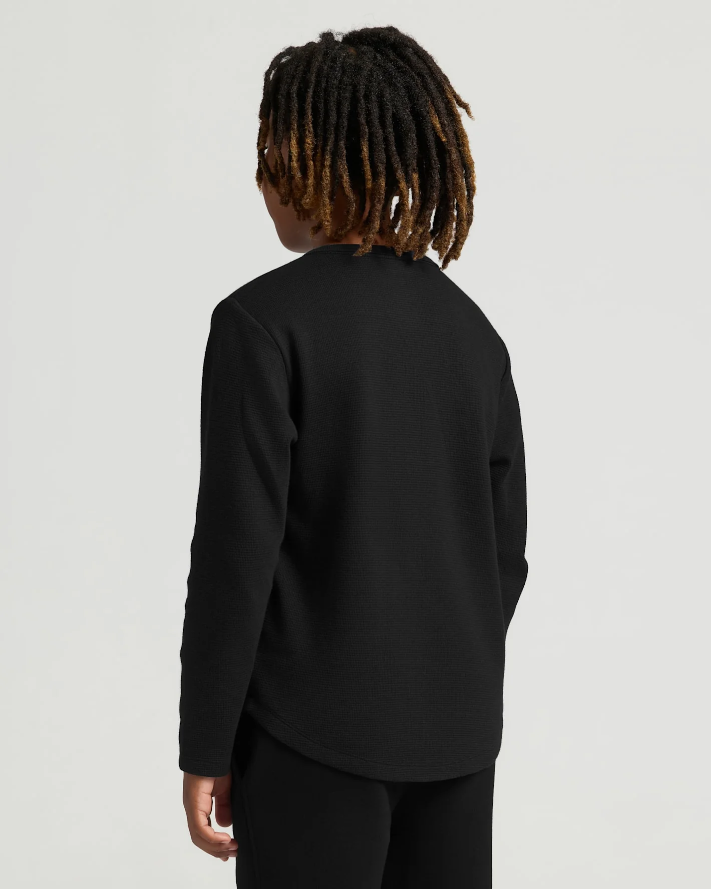 Boys' All Black Waffle Long Sleeve Henley 3-Pack - Image 4