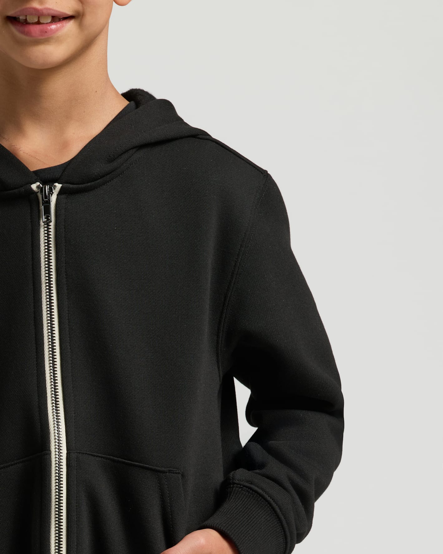 Boys' Black Fleece Full Zip Hoodie - Image 5