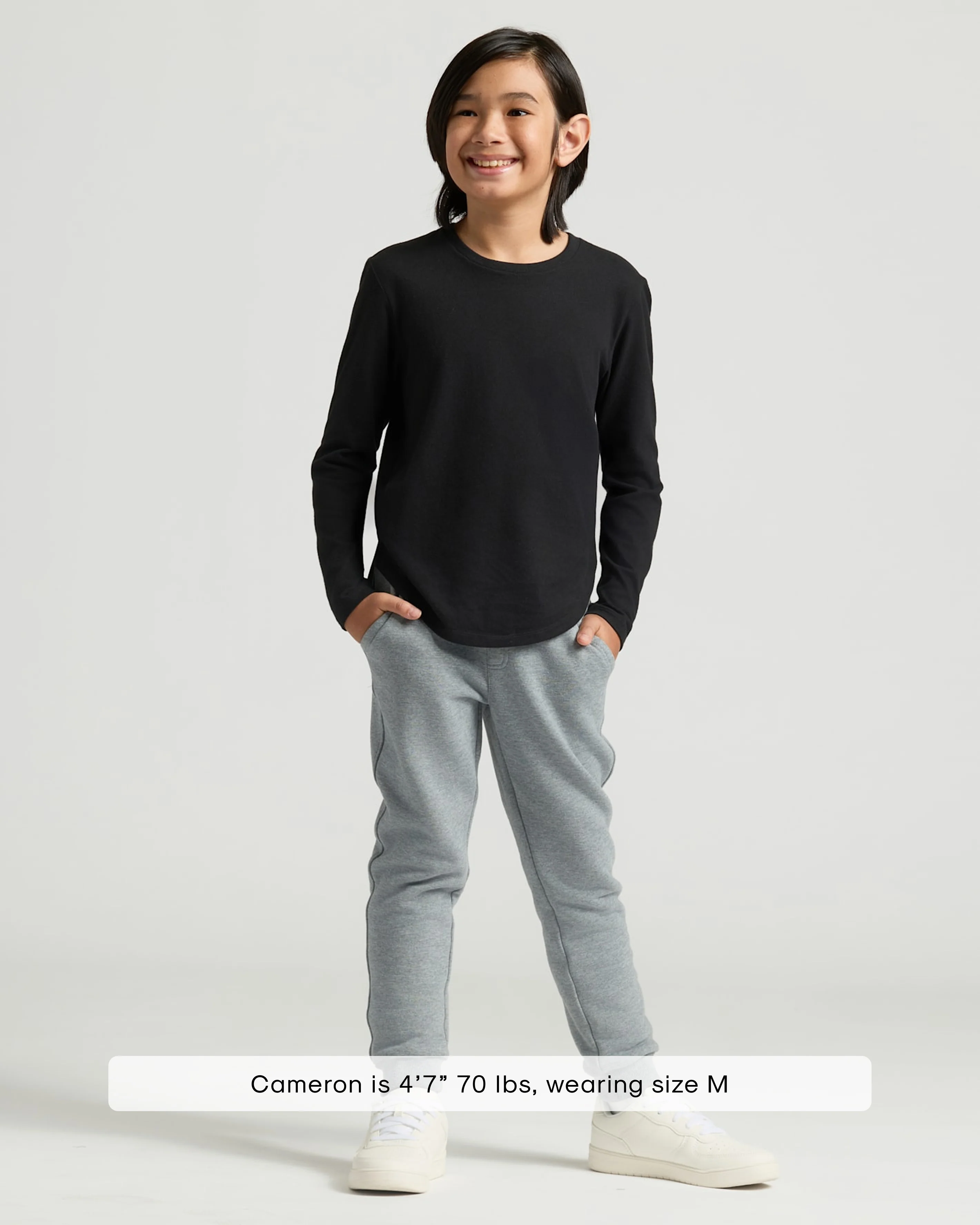Boys' Black Classic Long Sleeve Curved Hem Crew - Image 3