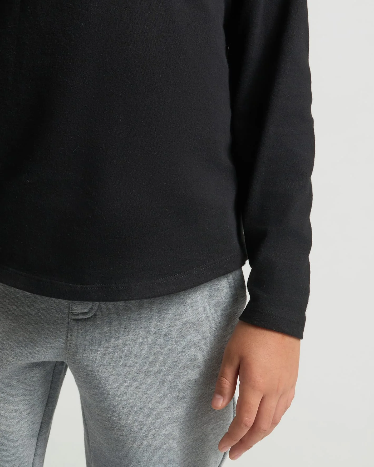 Boys' Black Classic Long Sleeve Curved Hem Crew - Image 6