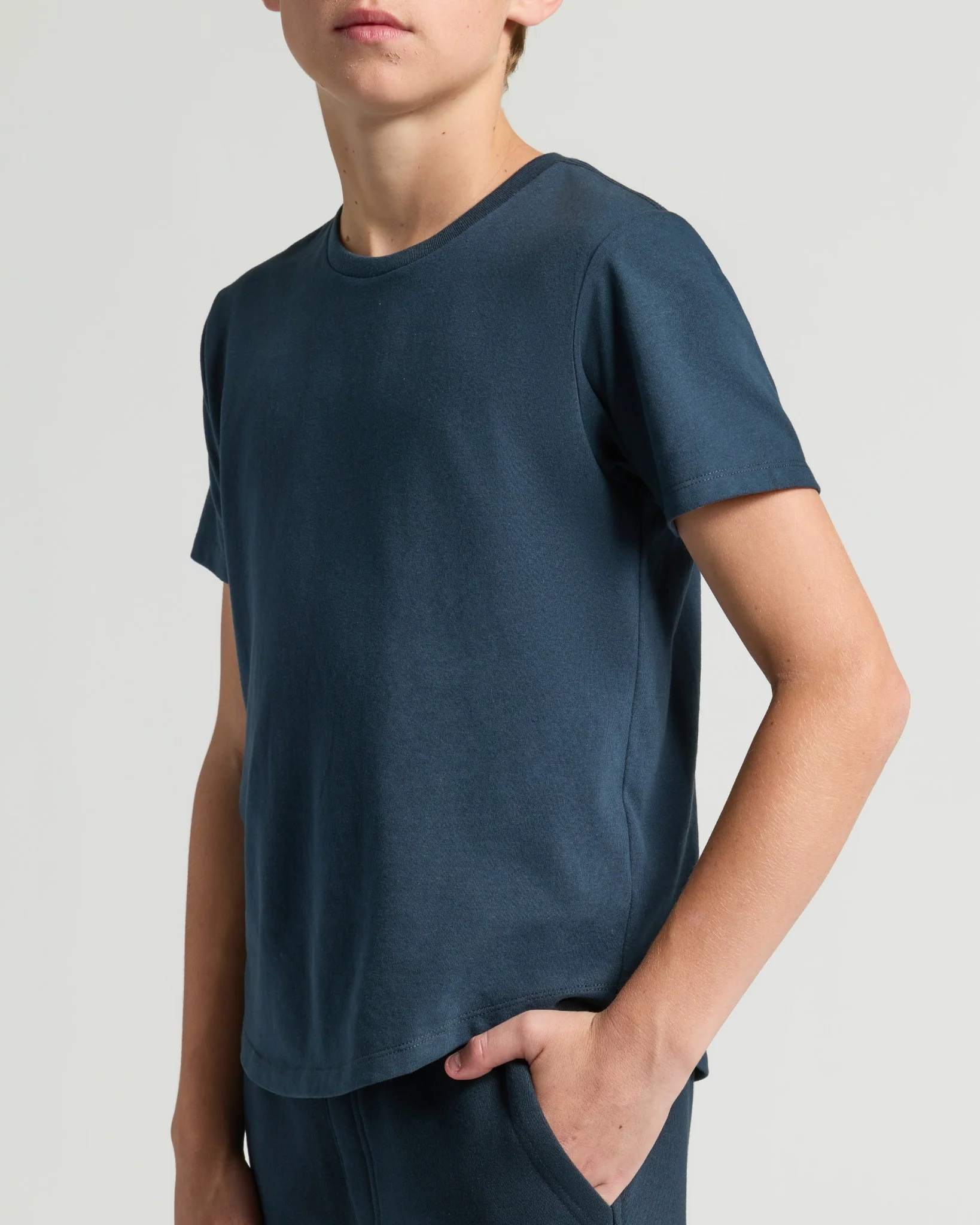 Boys' Navy Classic Curved Hem Crew Neck - Image 7