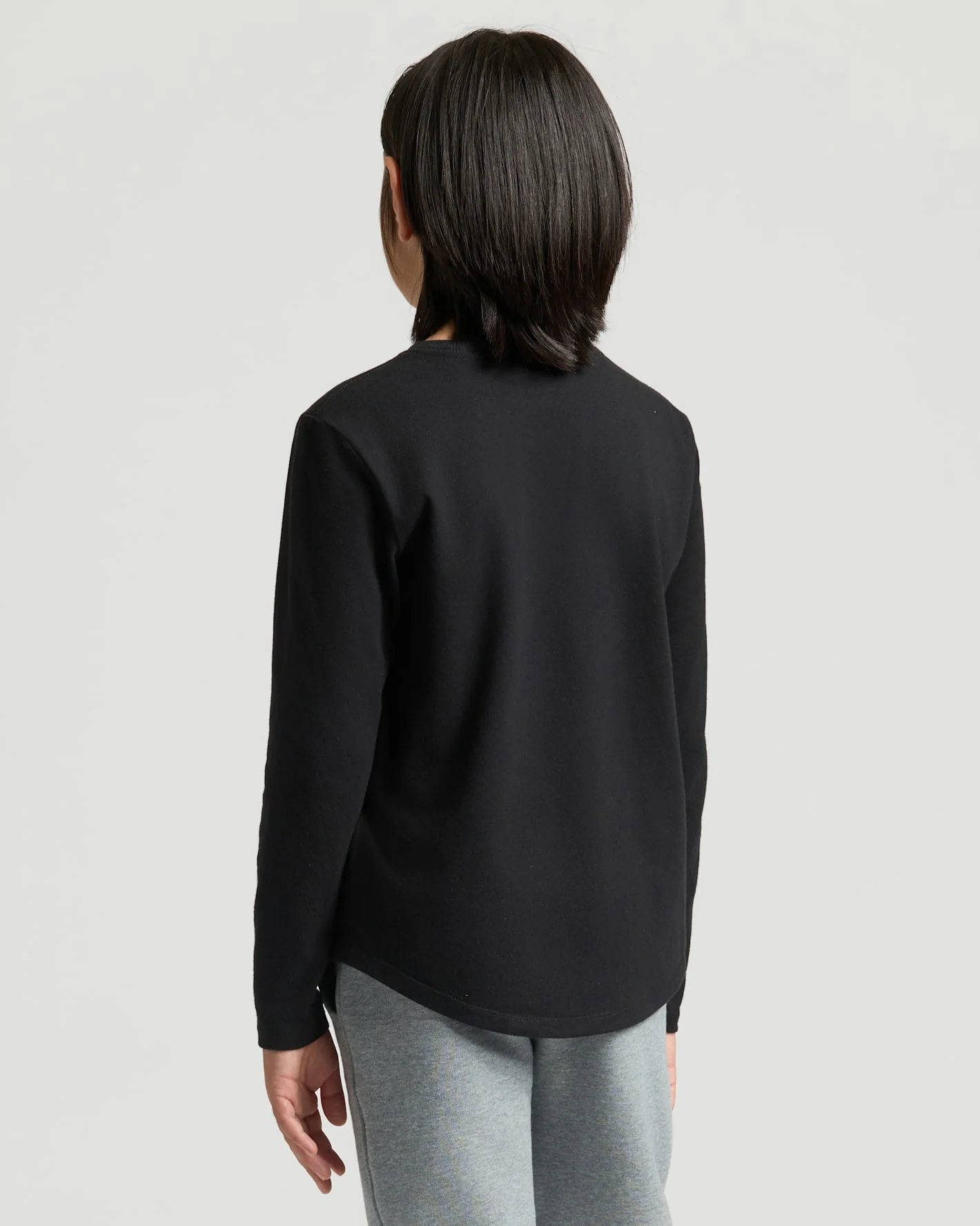 Boys' Black Classic Long Sleeve Curved Hem Crew - Image 4