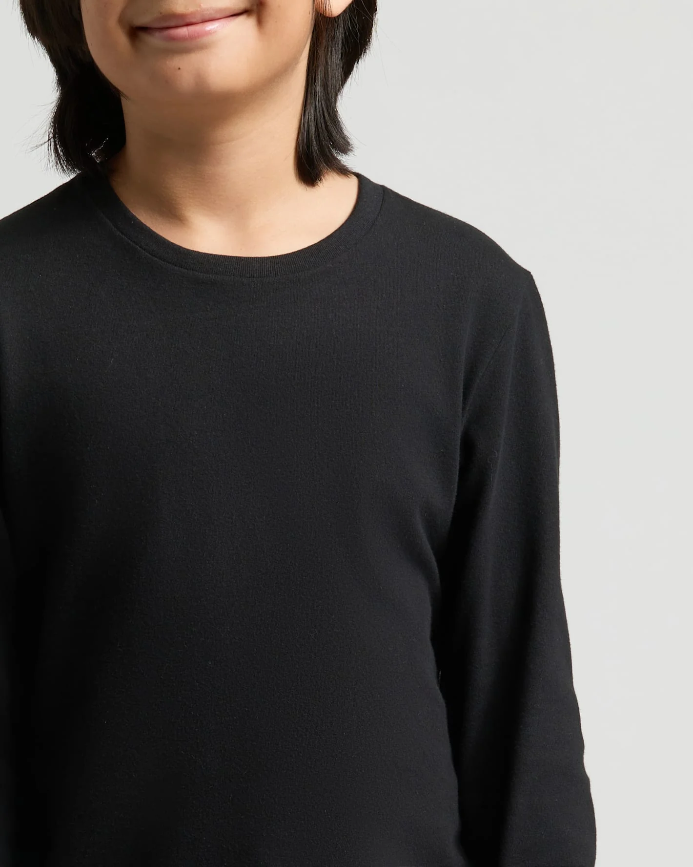 Boys' Black Classic Long Sleeve Curved Hem Crew - Image 5