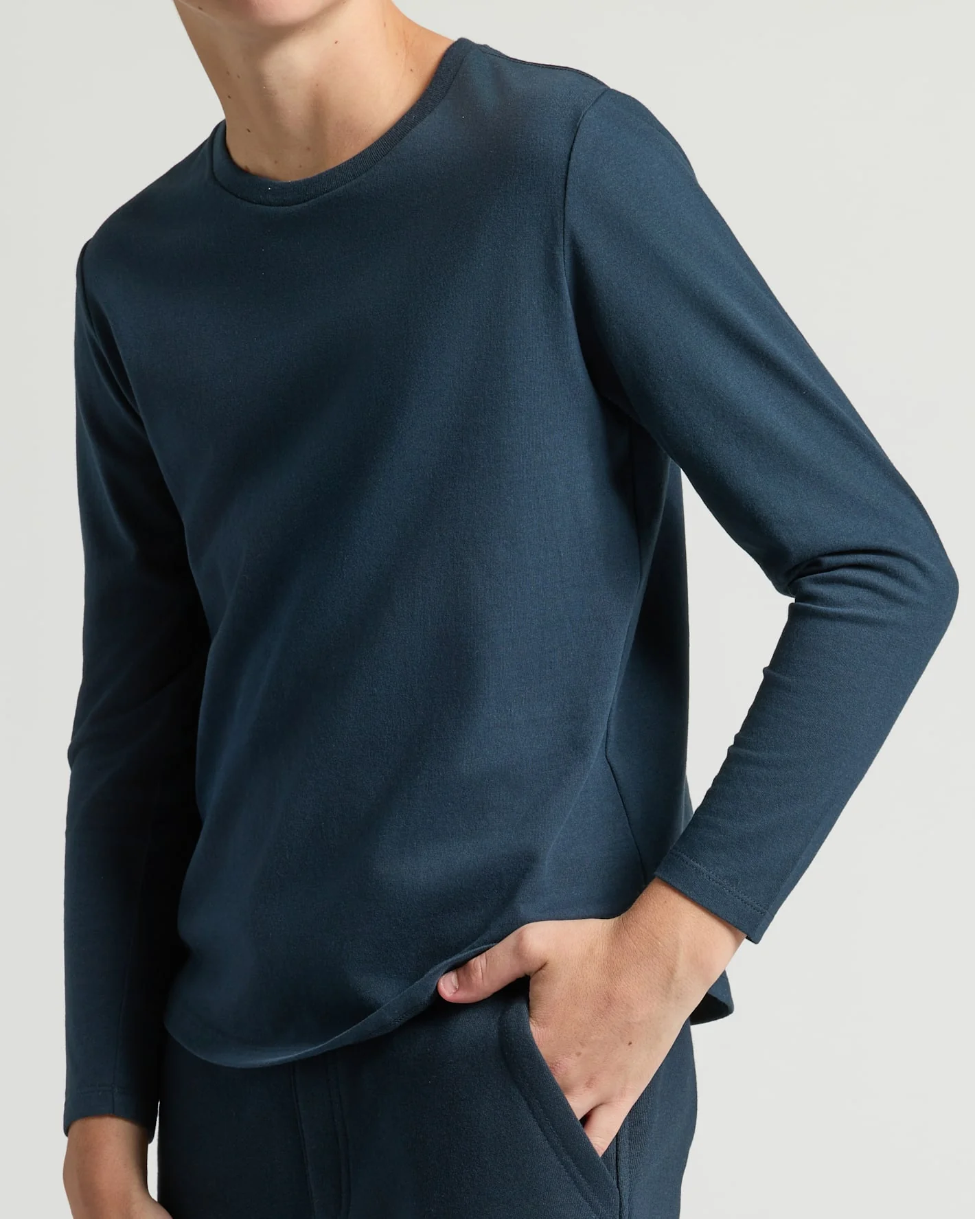 Boys' Navy Classic Long Sleeve Curved Hem Crew - Image 6