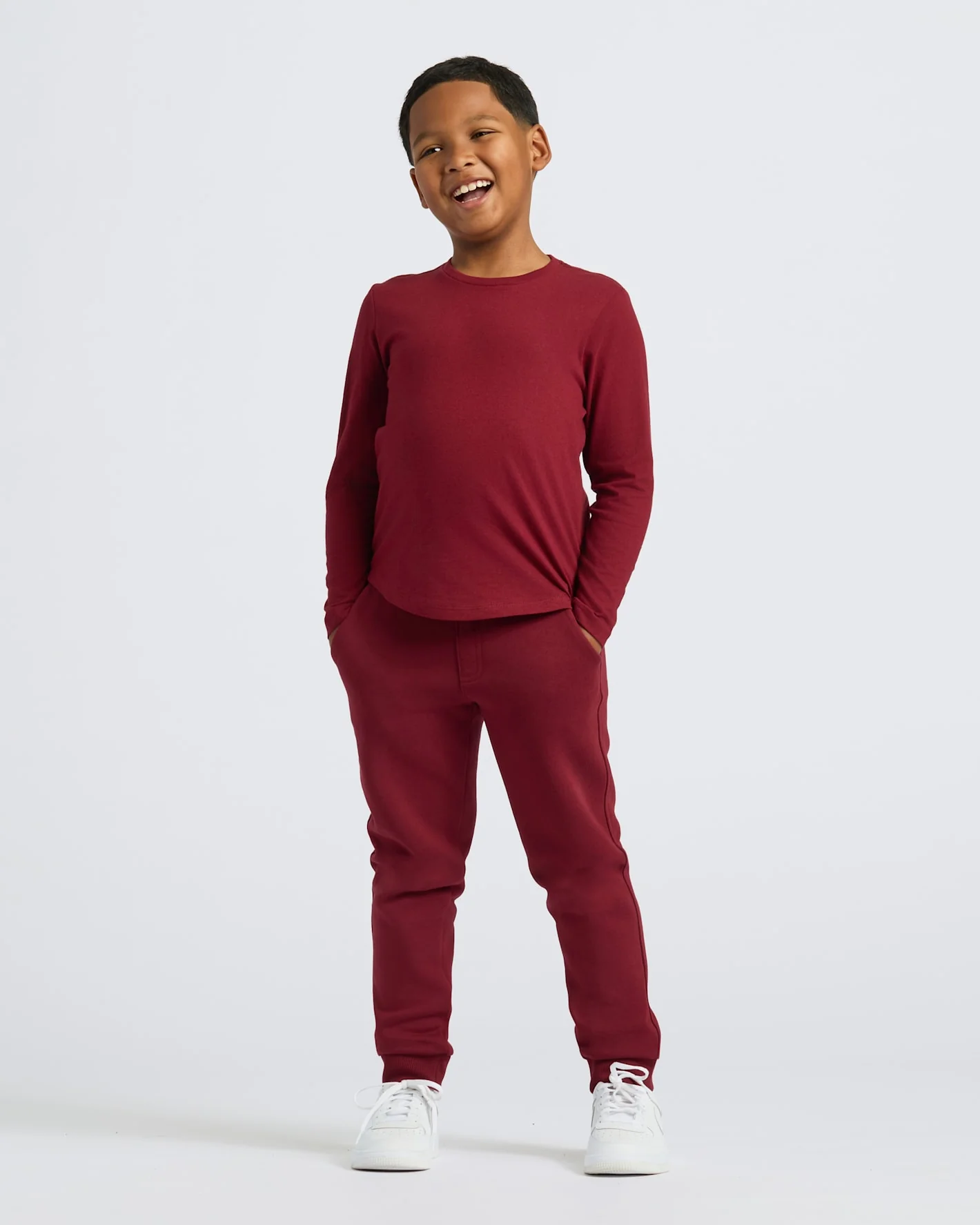 Boys' Dark Maroon Classic Long Sleeve Crew Neck - Image 3
