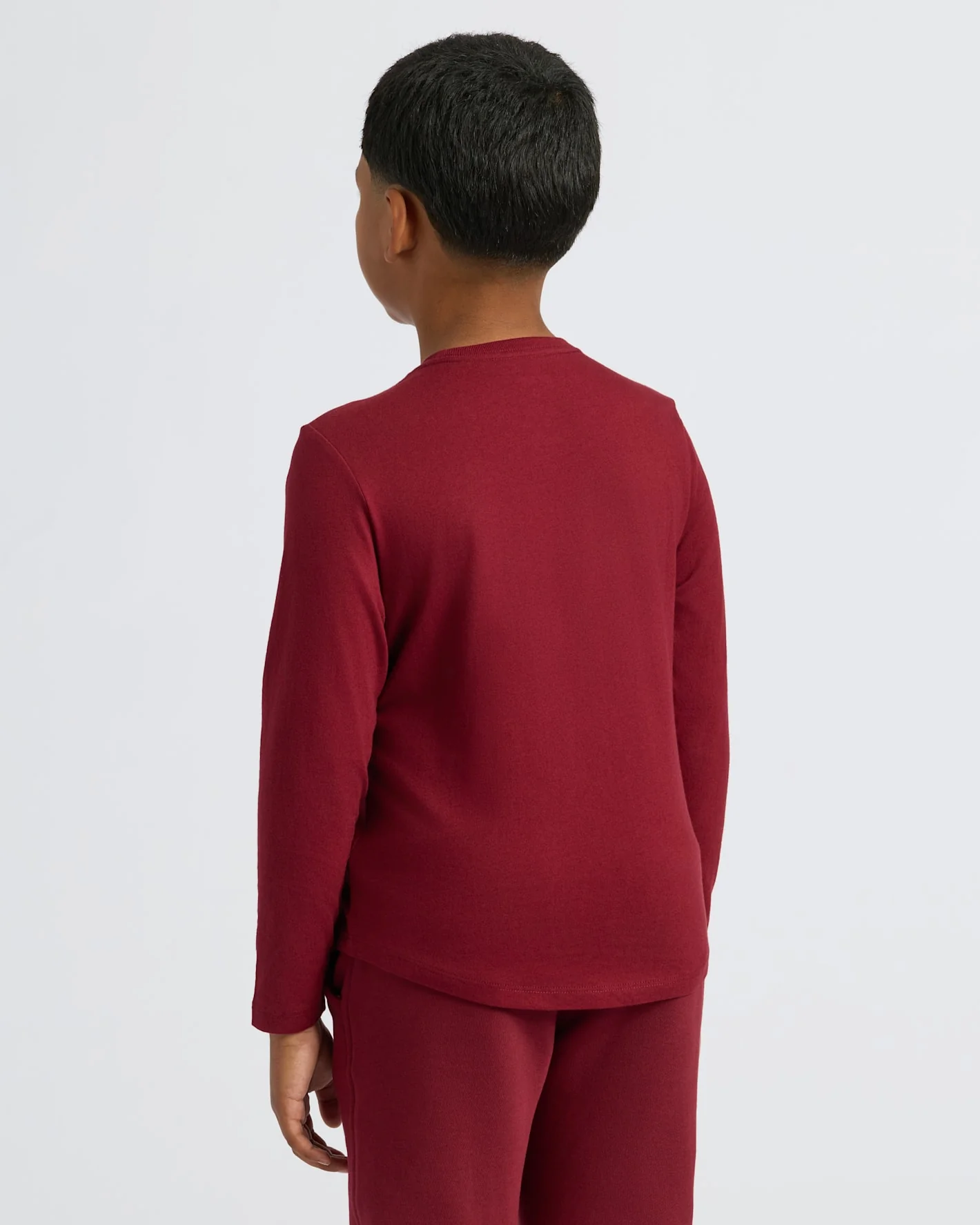Boys' Dark Maroon Classic Long Sleeve Crew Neck - Image 4