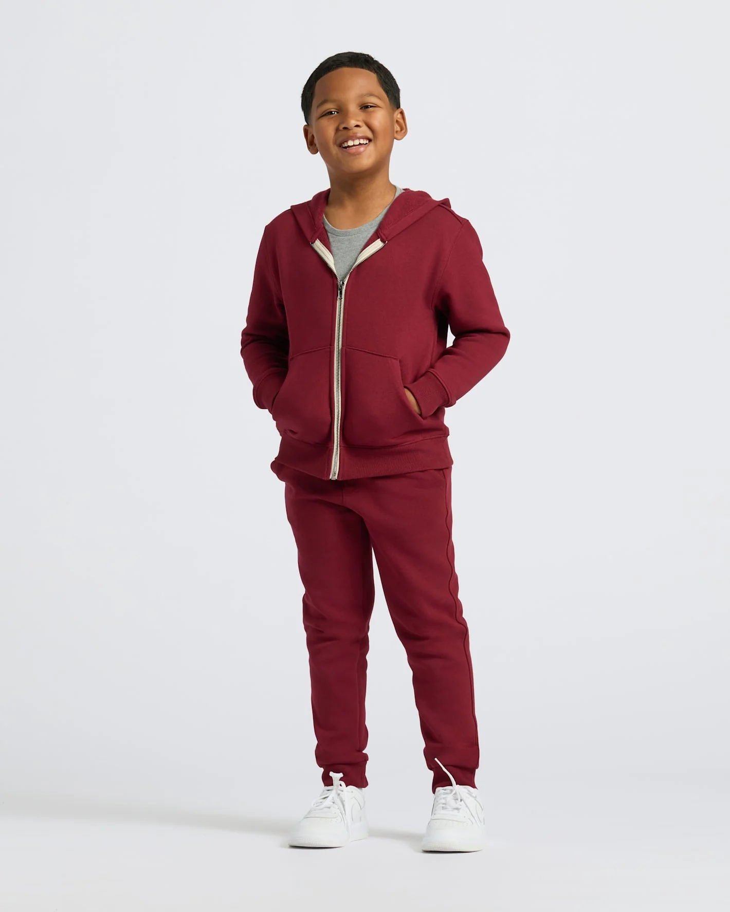 Boys' Dark Maroon Fleece Full Zip Hoodie - Image 3