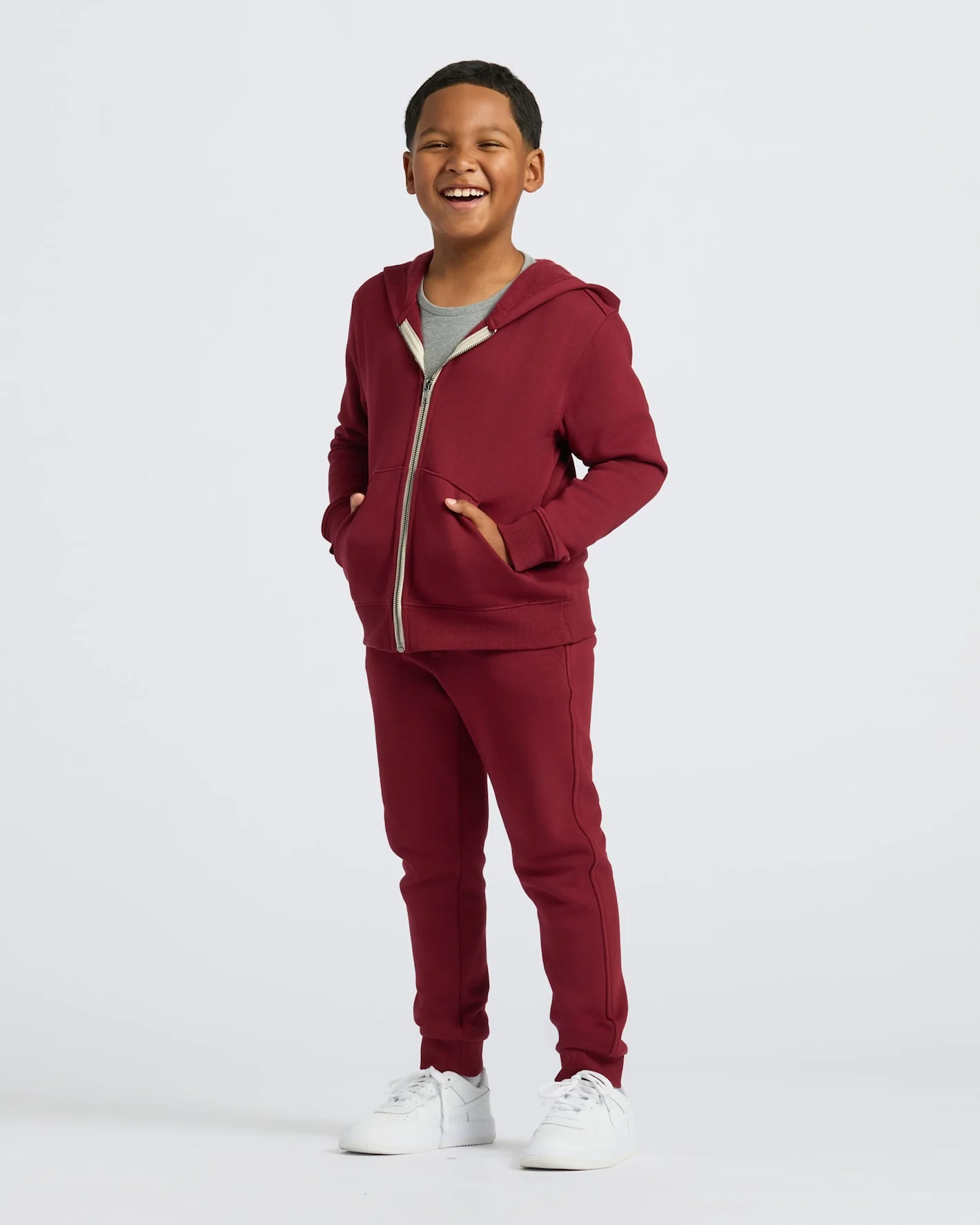 Boys' Dark Maroon Fleece Jogger - Image 3