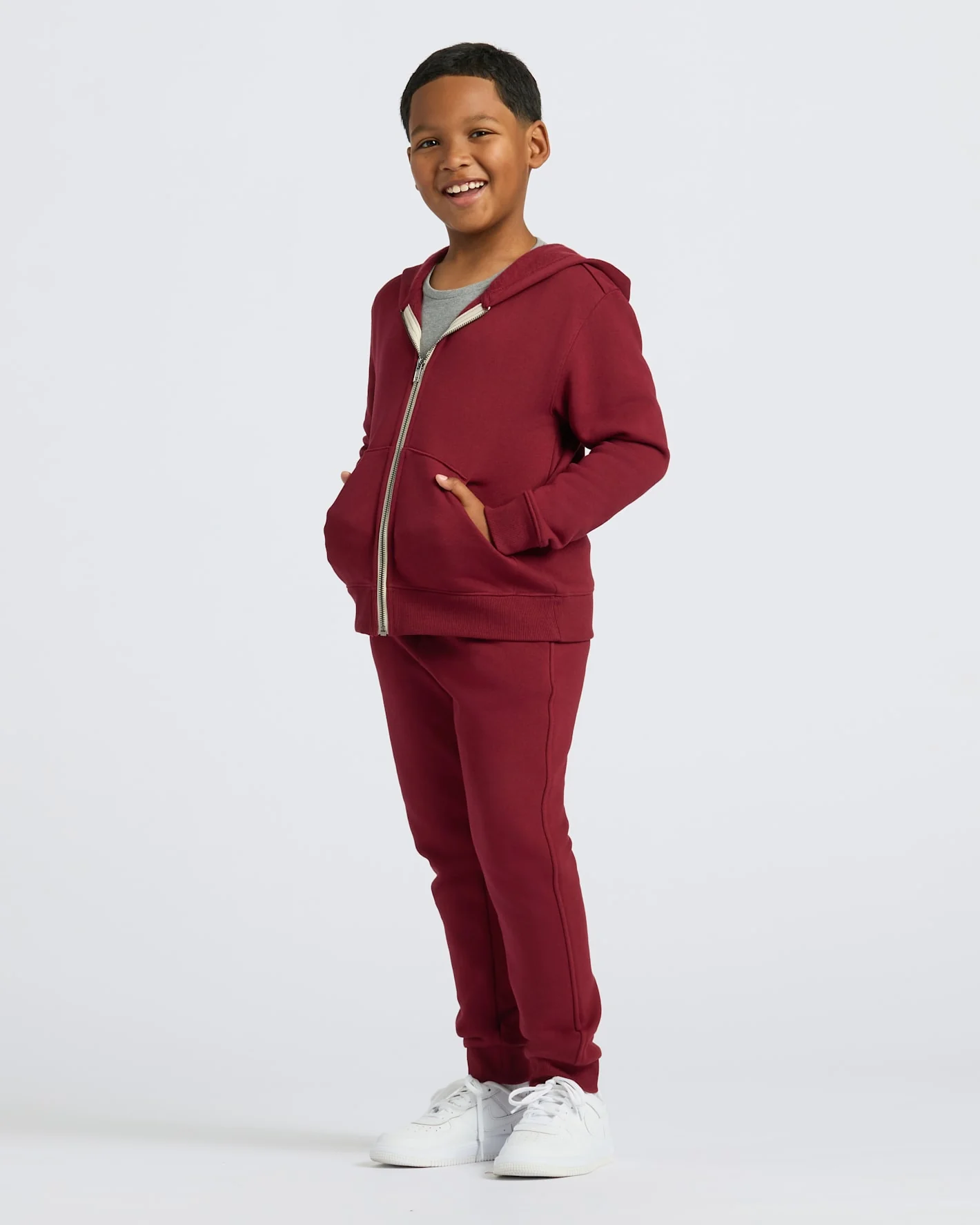 Boys Dark Maroon Full Zip Fleece Hoodie & Jogger 2-Pack - Image 2