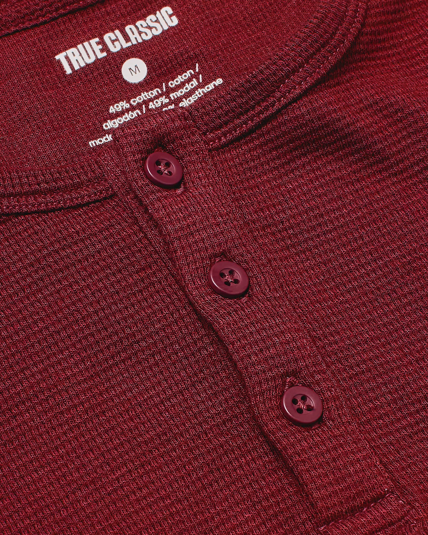 Boys' Dark Maroon Long Sleeve Waffle Henley - Image 7