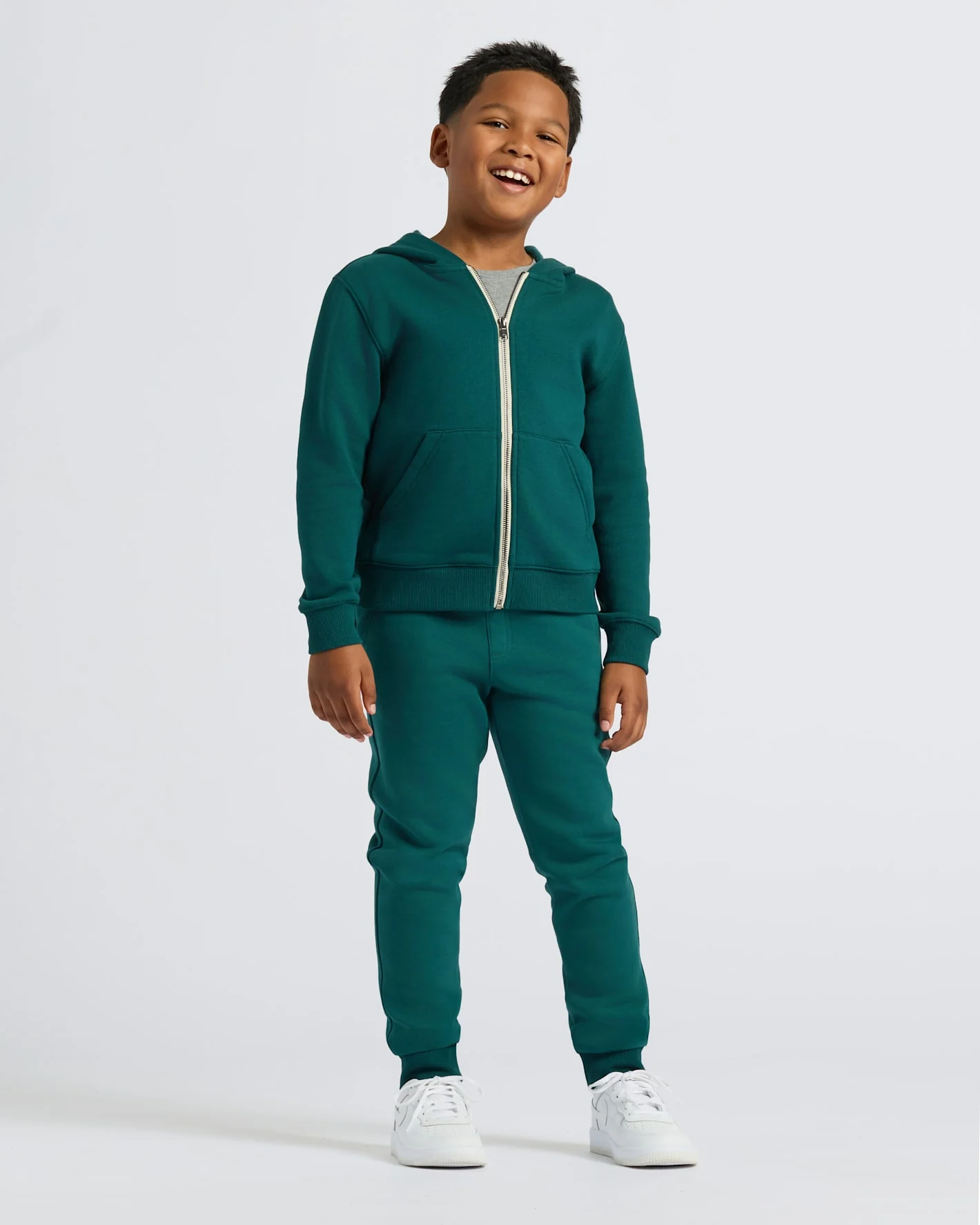 Boys' Deep Emerald Fleece Full Zip Hoodie - Image 3