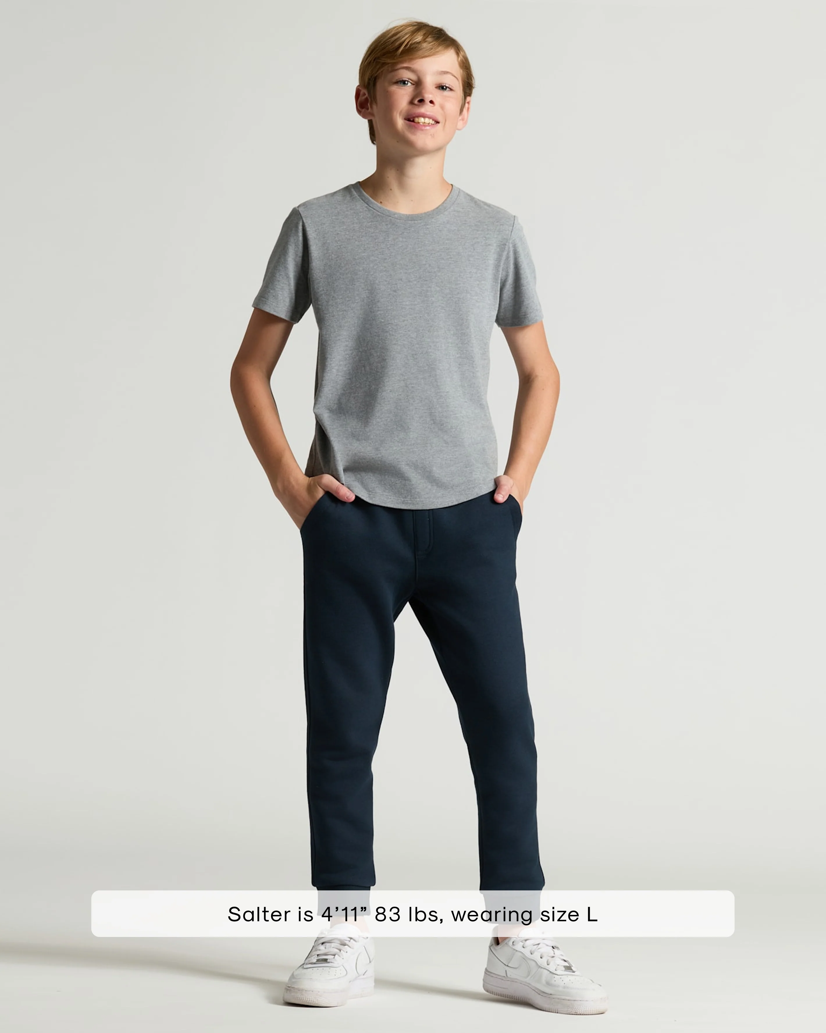 Boys' Heather Gray Classic Curved Hem Crew Neck - Image 3