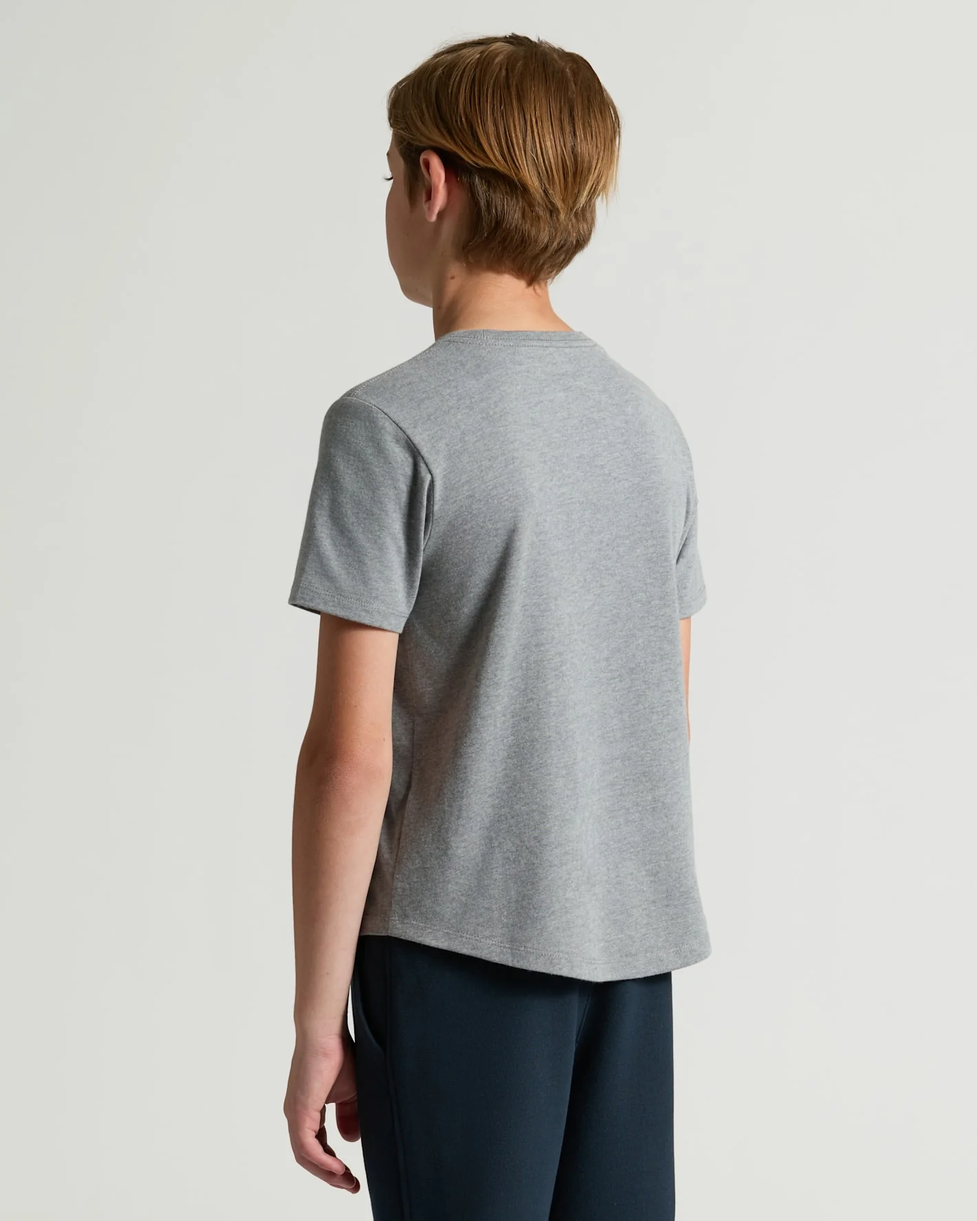 Boys' Heather Gray Classic Curved Hem Crew Neck - Image 4