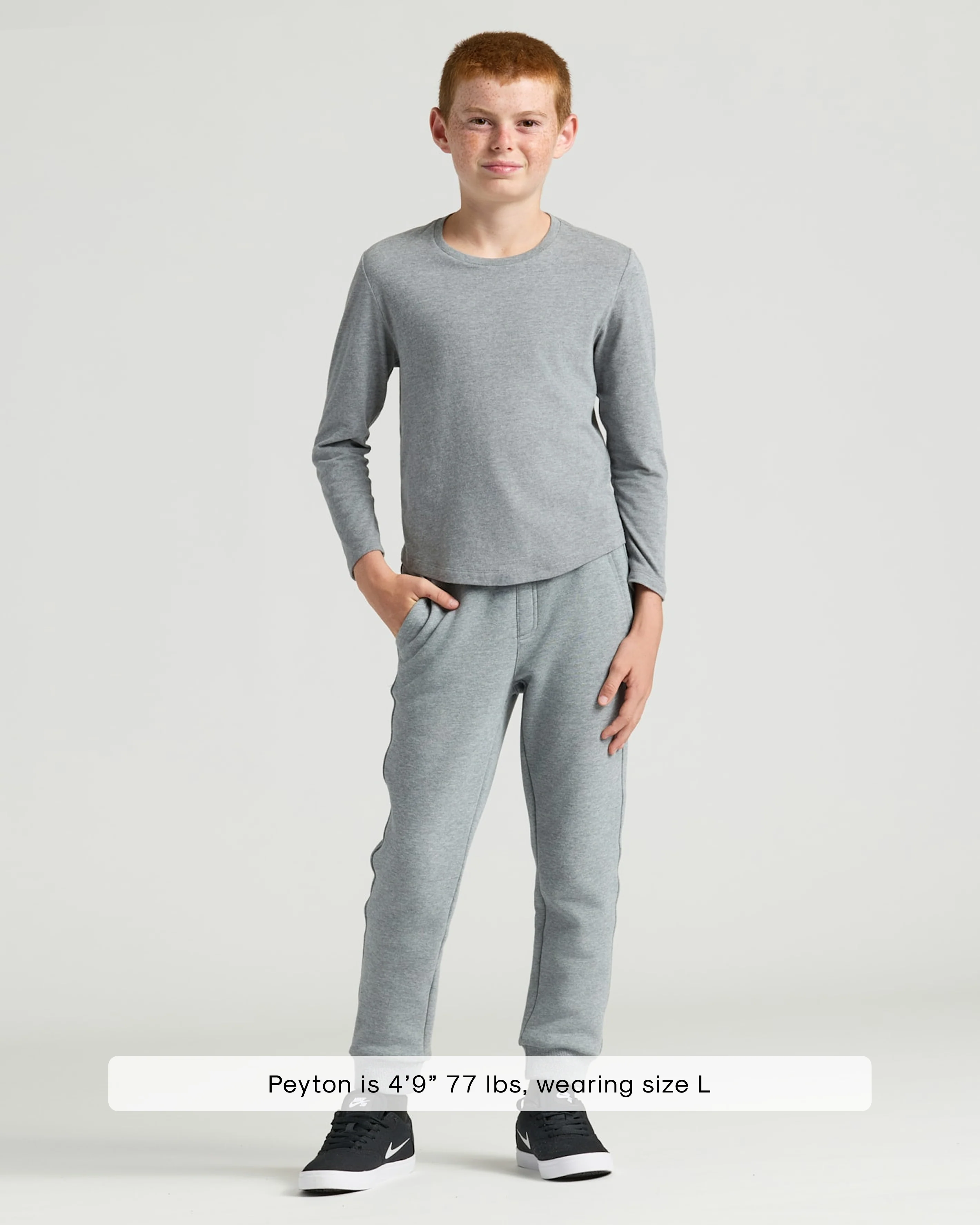 Boys' Heather Gray Classic Long Sleeve Crew Neck - Image 3