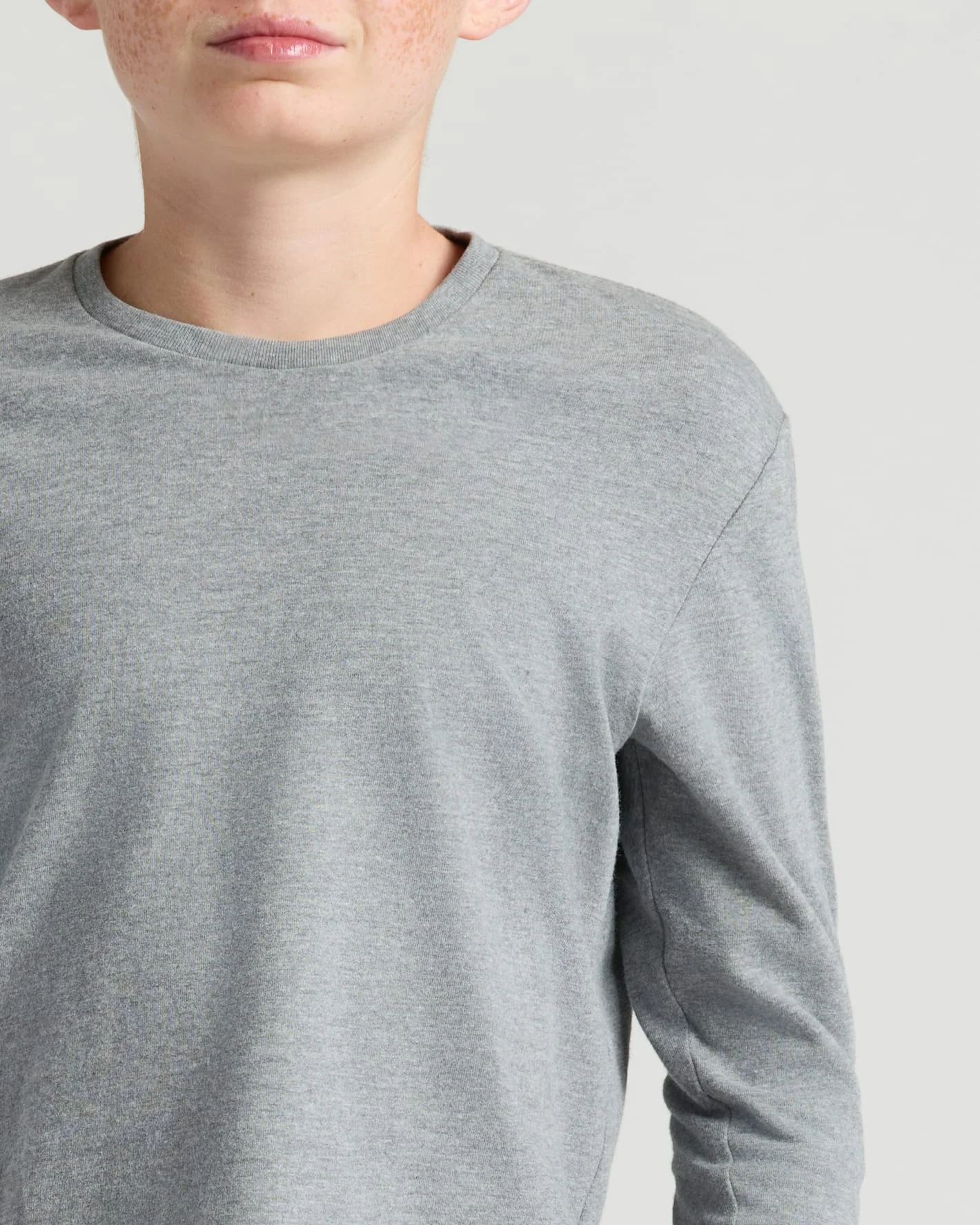 Boys' Heather Gray Classic Long Sleeve Crew Neck - Image 5