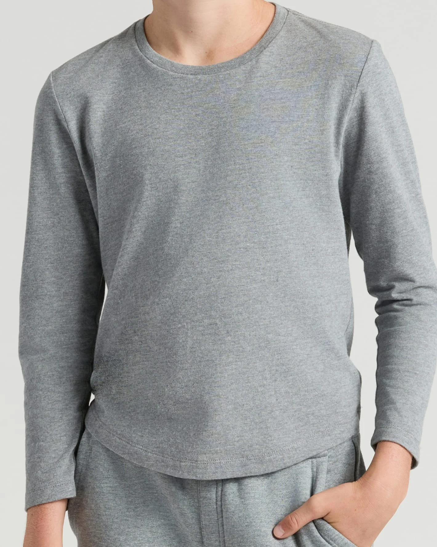 Boys' Heather Gray Classic Long Sleeve Crew Neck - Image 7
