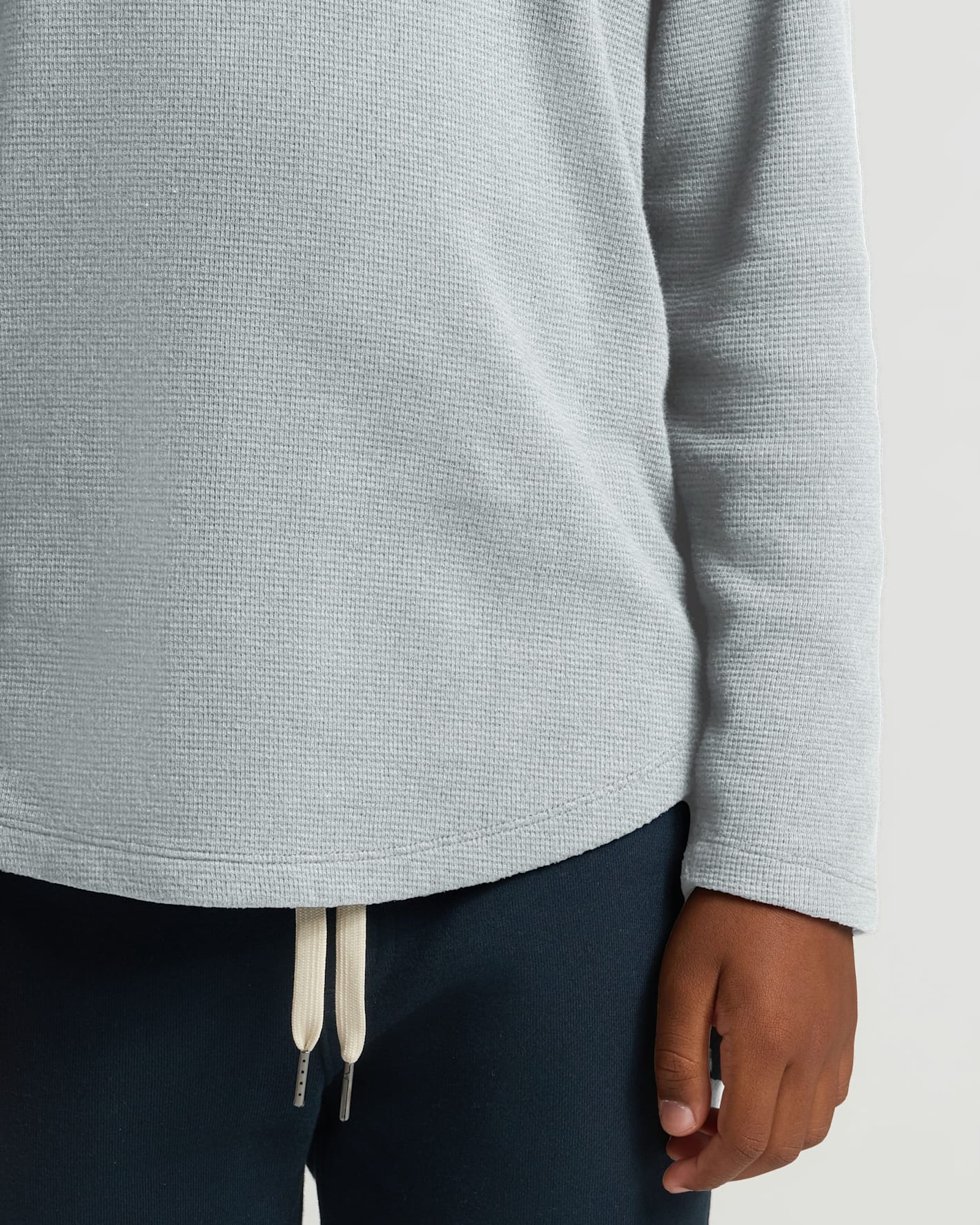 Boys Heather Gray Long Sleeve Waffle Henley - Image 7