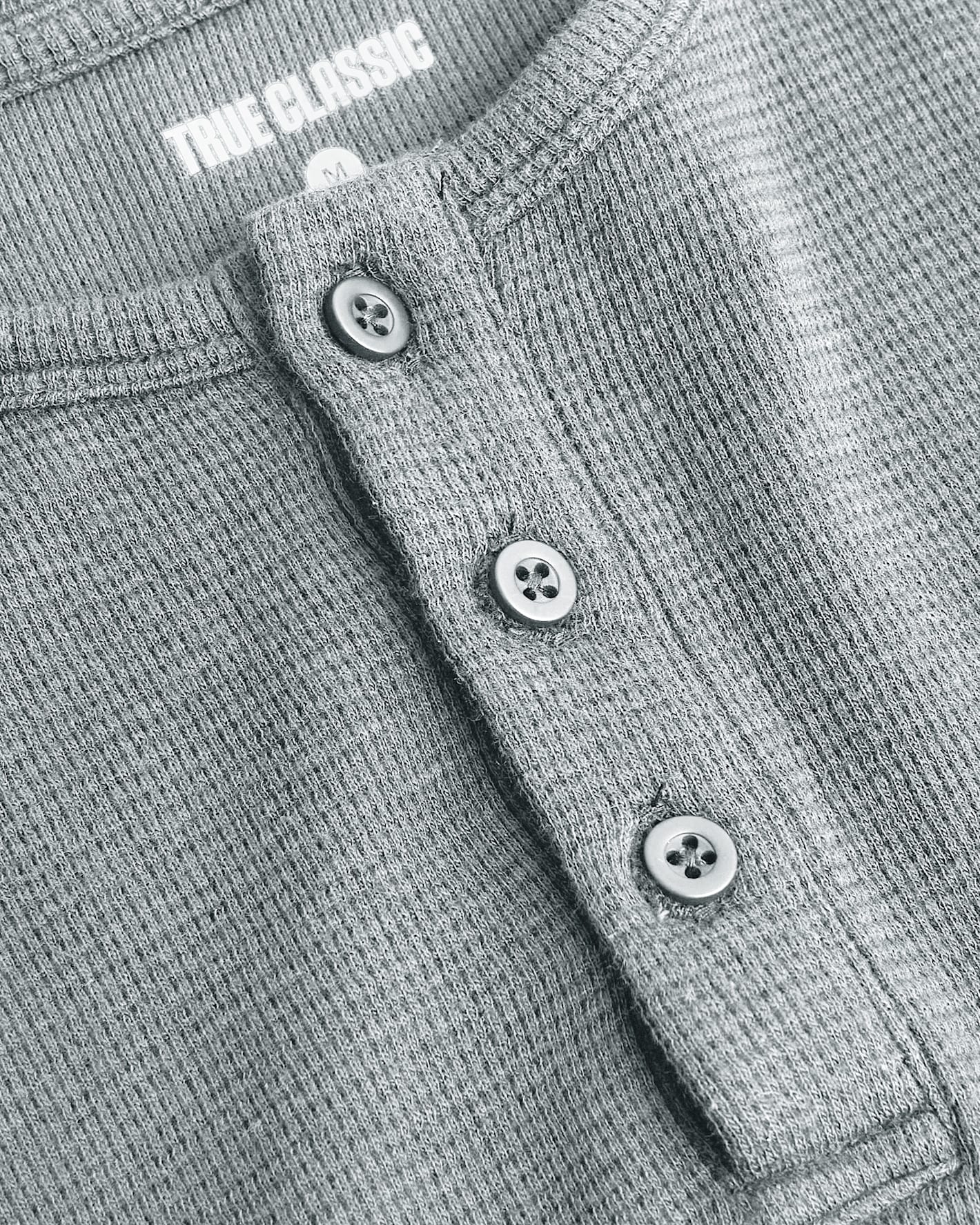 Boys Heather Gray Long Sleeve Waffle Henley - Image 8