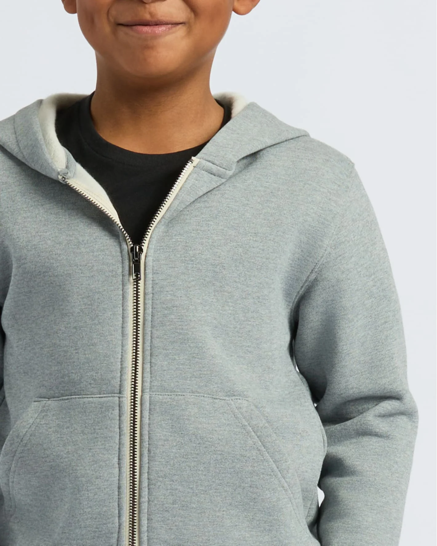 Boys' Medium Heather Gray Fleece Full Zip Hoodie - Image 5