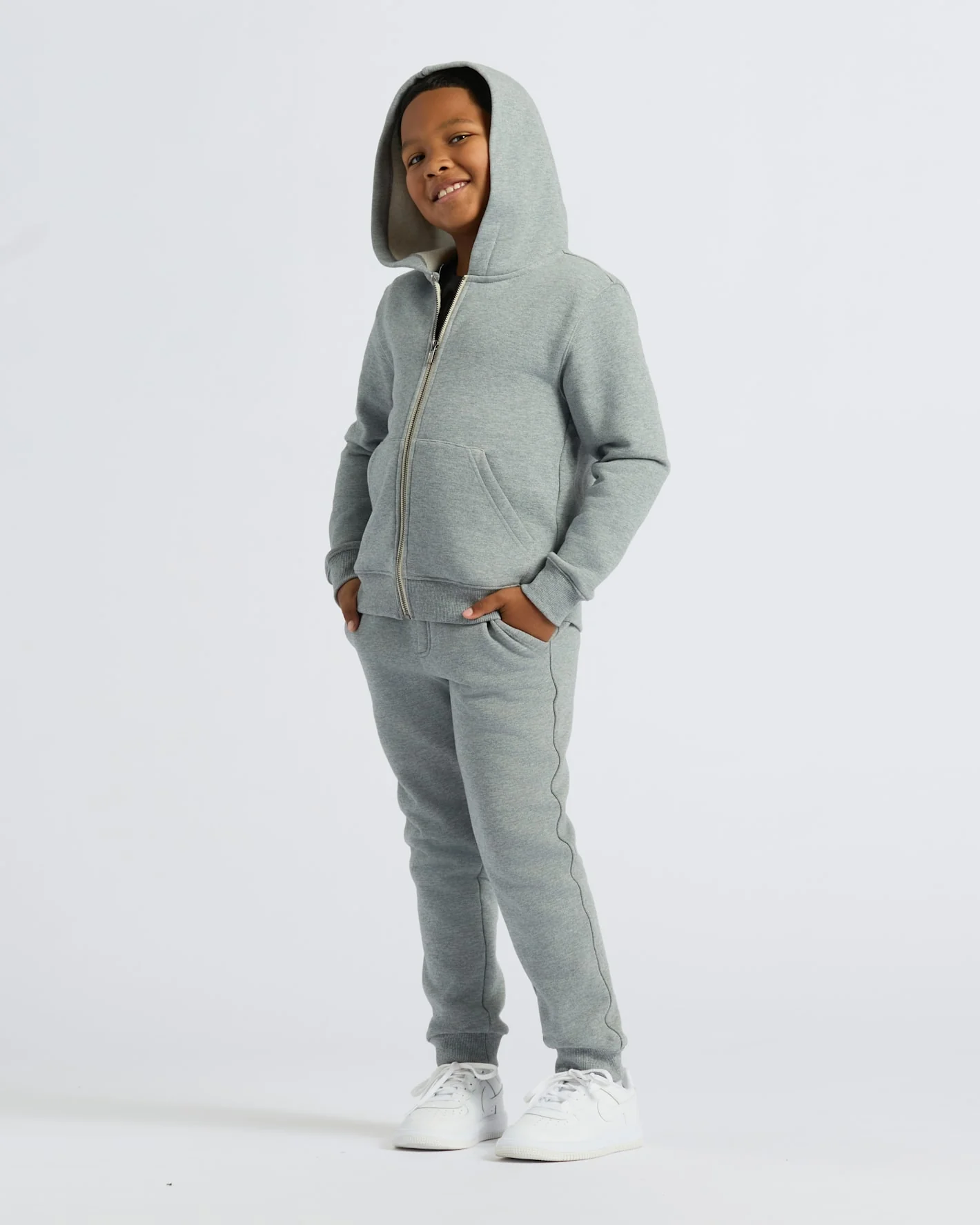 Boys' Medium Heather Gray Fleece Full Zip Hoodie - Image 6