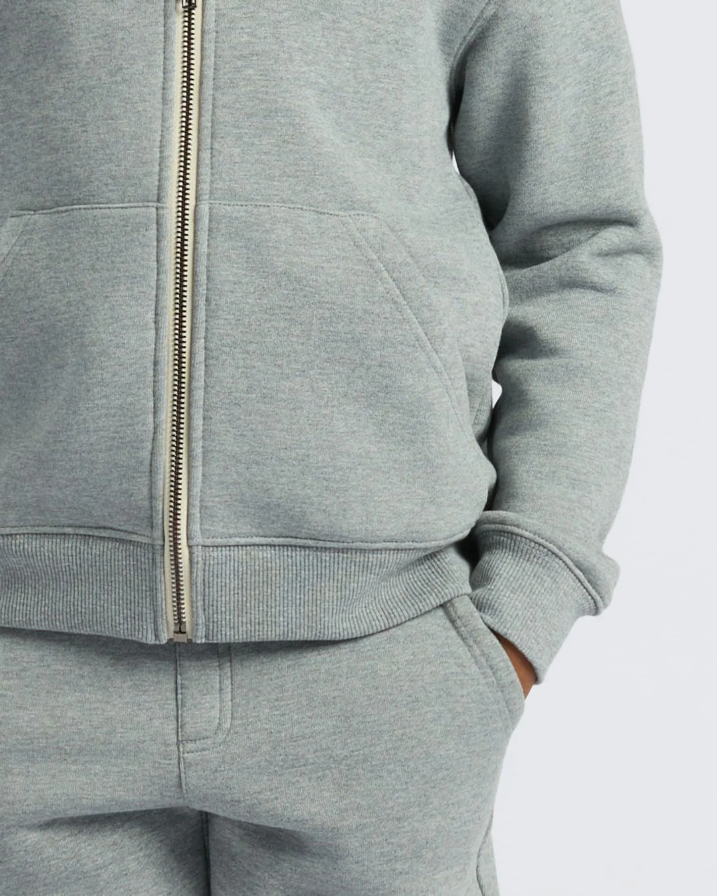 Boys' Medium Heather Gray Fleece Full Zip Hoodie - Image 7