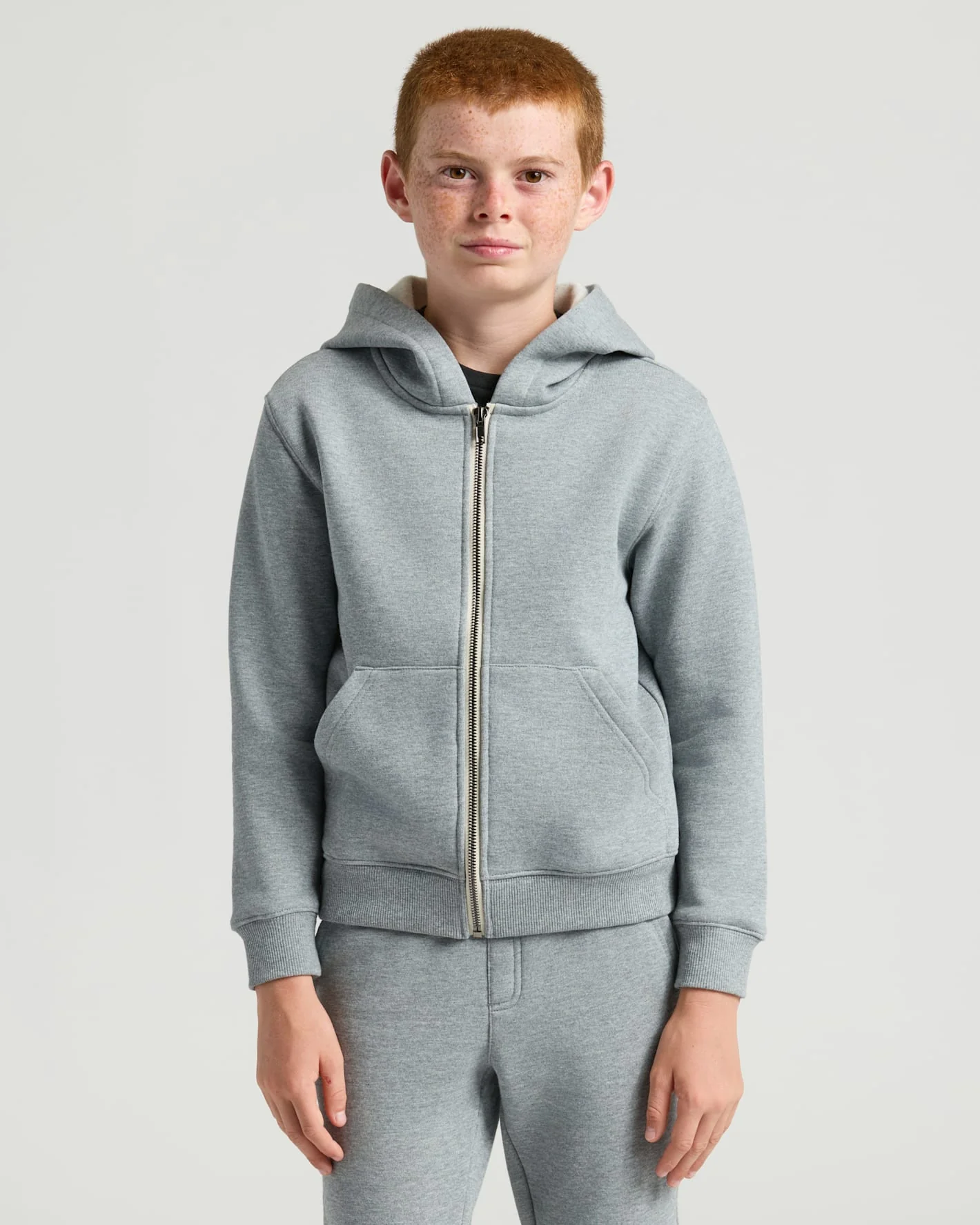 Boys Medium Heather Gray Full Zip Fleece Hoodie & Jogger 2-Pack - Image 4
