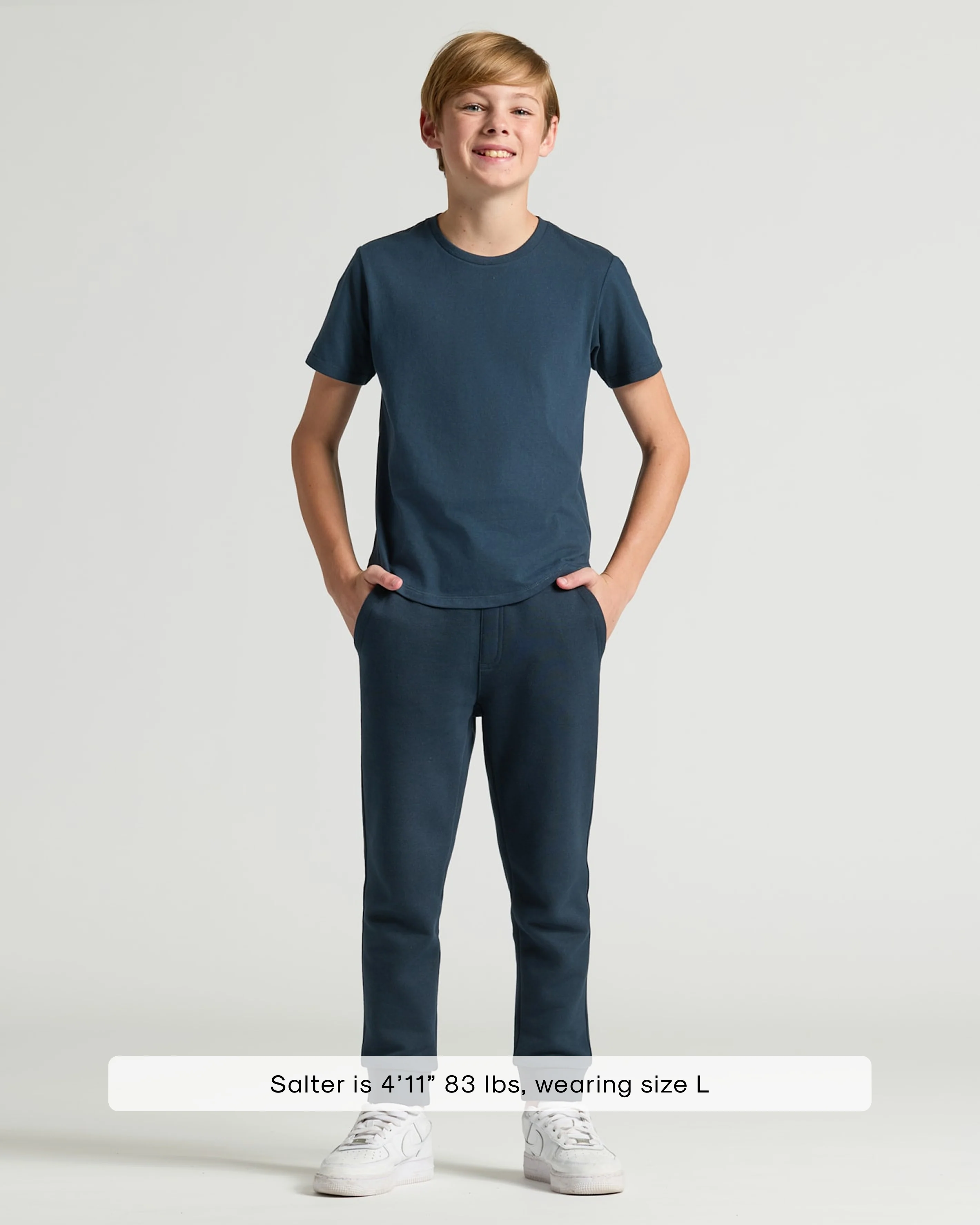 Boys' Navy Classic Curved Hem Crew Neck - Image 3