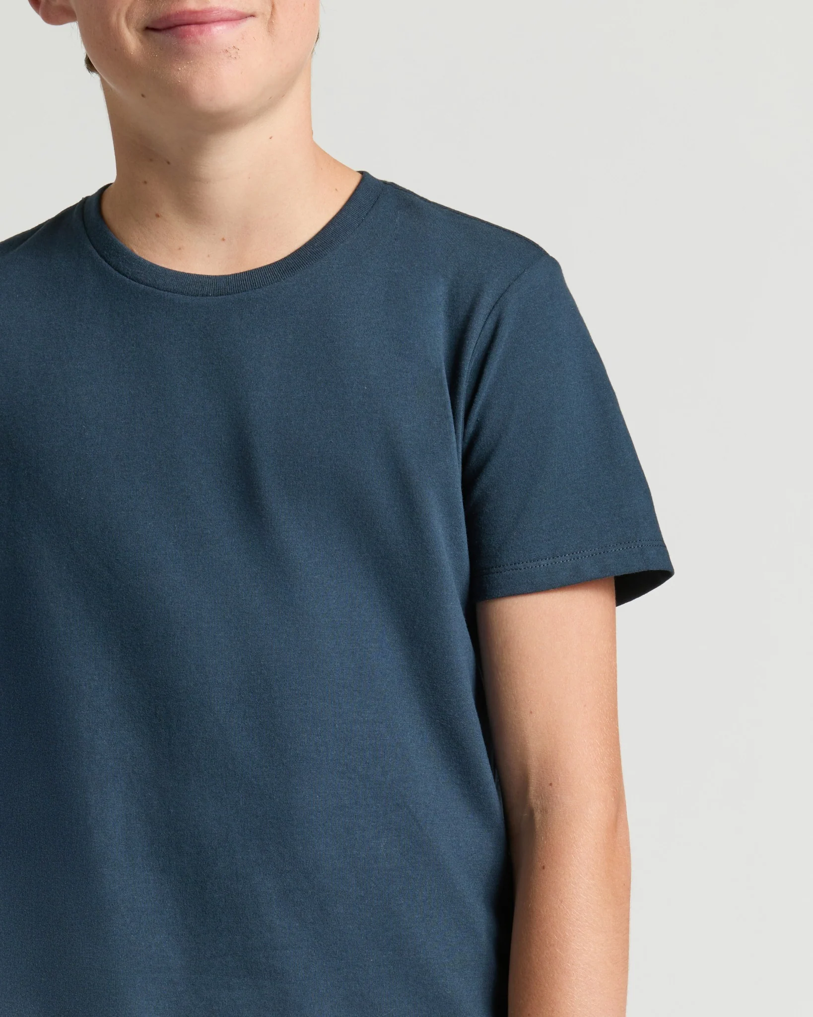 Boys' Navy Classic Curved Hem Crew Neck - Image 5