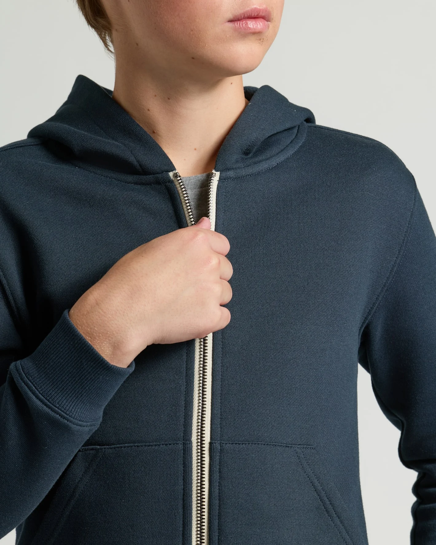Boys' Navy Fleece Full Zip Hoodie - Image 6