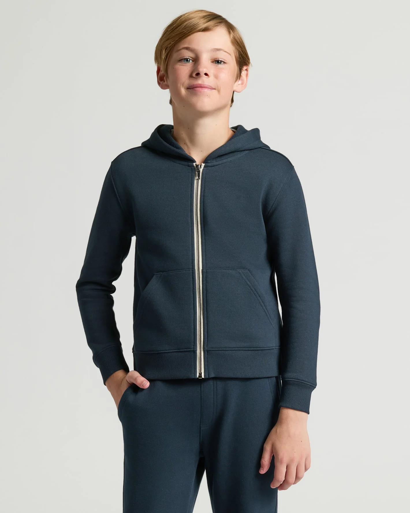 Boys Navy Full Zip Fleece Hoodie & Jogger 2-Pack - Image 3
