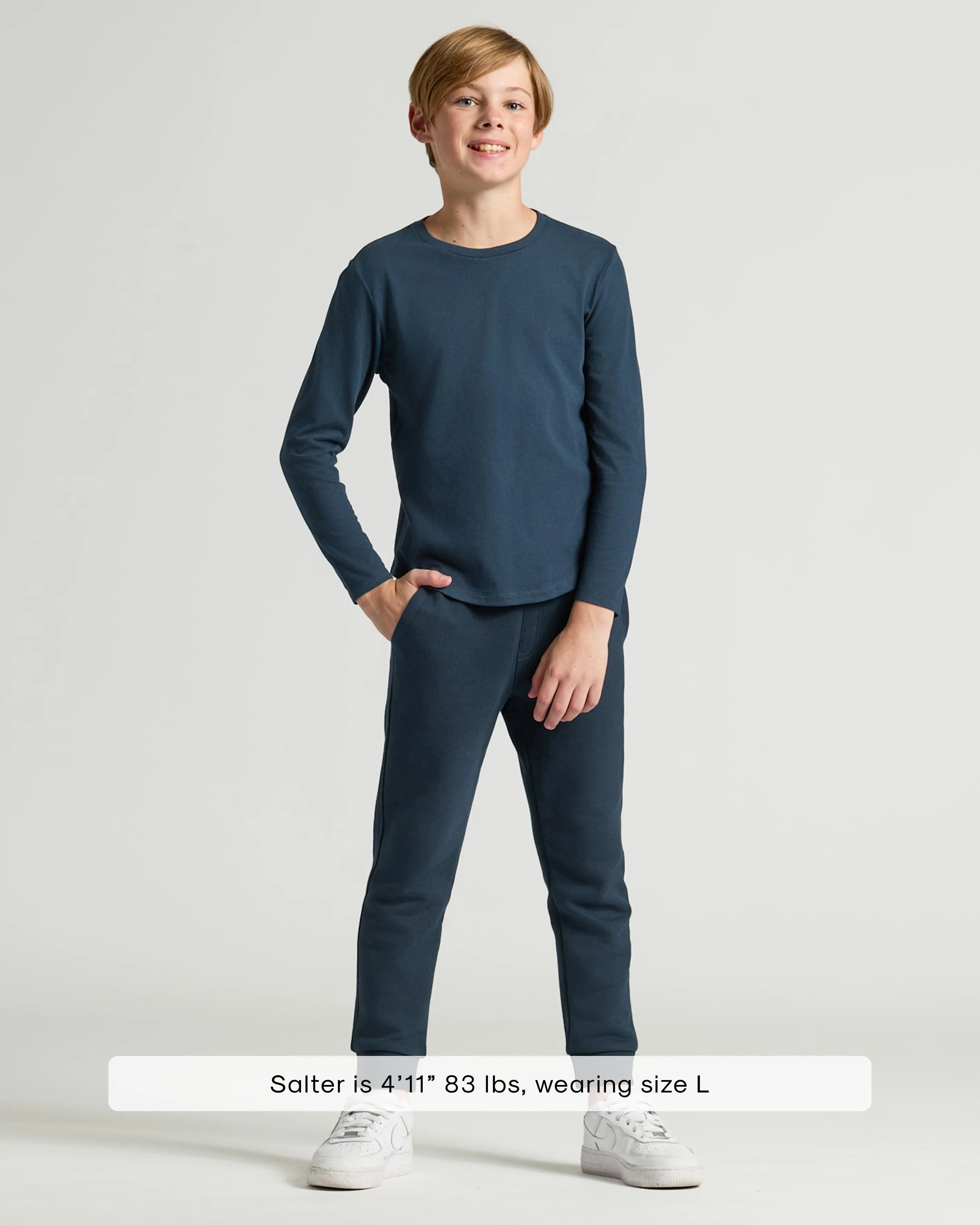 Boys' Navy Classic Long Sleeve Curved Hem Crew - Image 3
