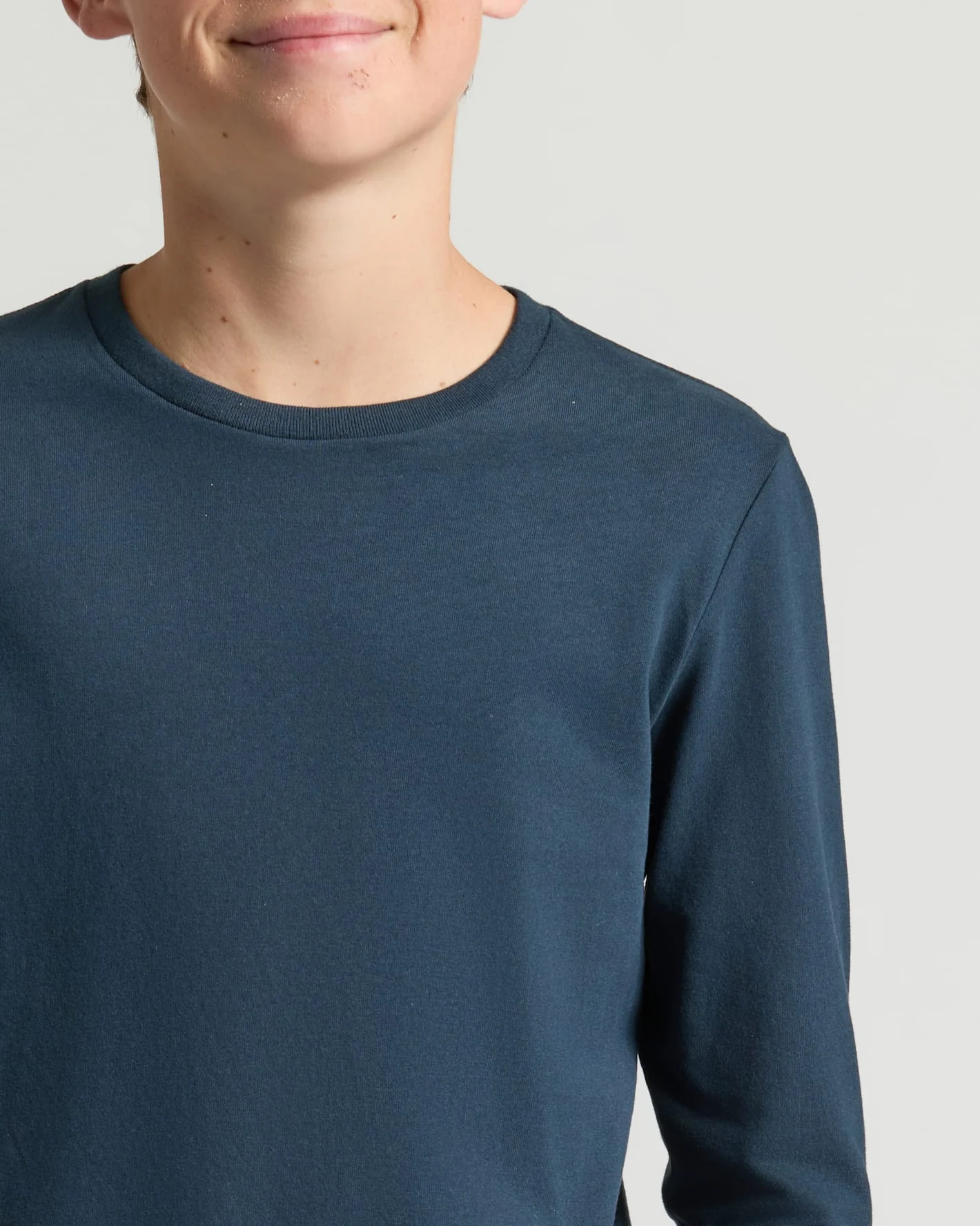 Boys' Navy Classic Long Sleeve Curved Hem Crew - Image 5