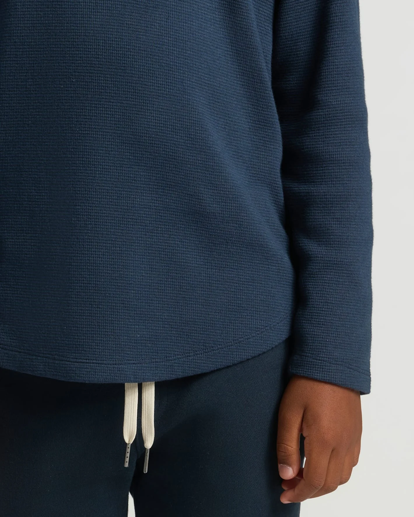 Boys Navy Long Sleeve Waffle Henley - Image 7