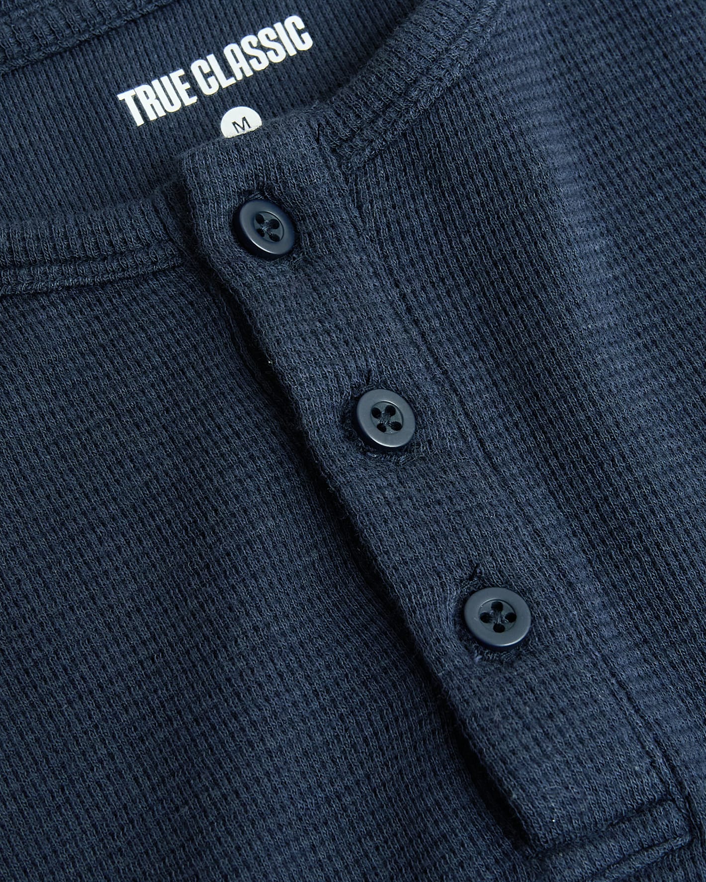 Boys Navy Long Sleeve Waffle Henley - Image 8