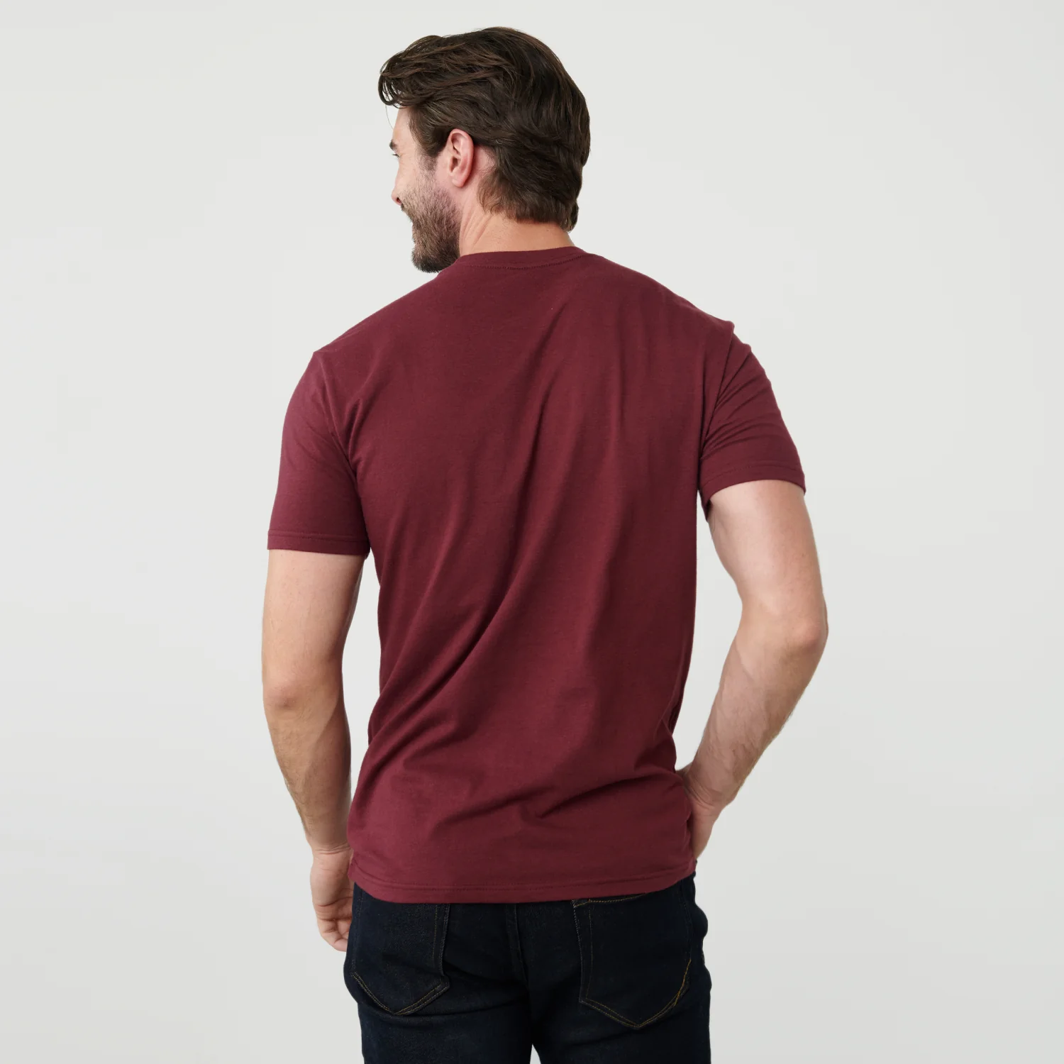 Burgundy Short Sleeve Crew Neck Tee - Image 3