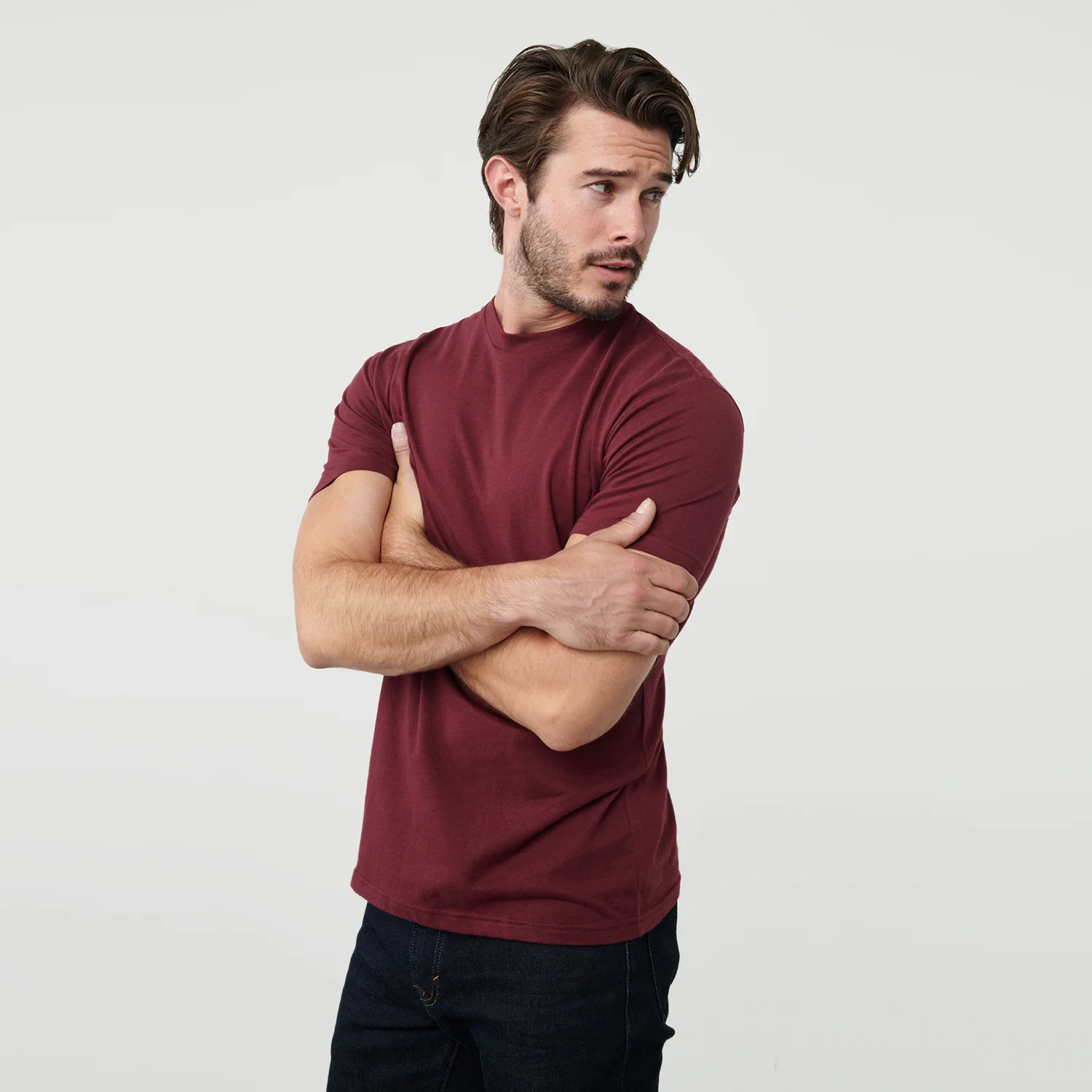 Burgundy Short Sleeve Crew Neck Tee - Image 4