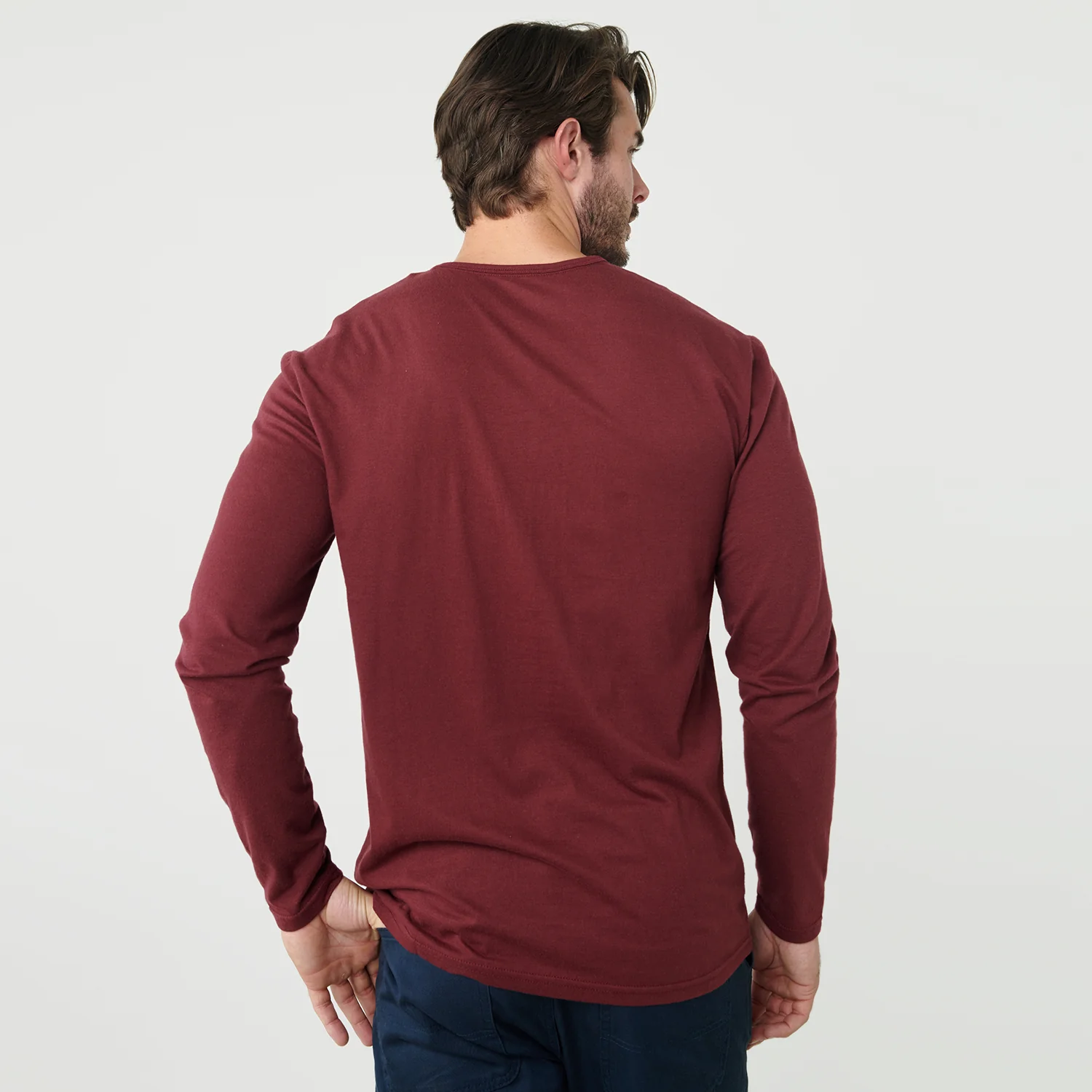 Burgundy Classic Long Sleeve Henley - Image 3