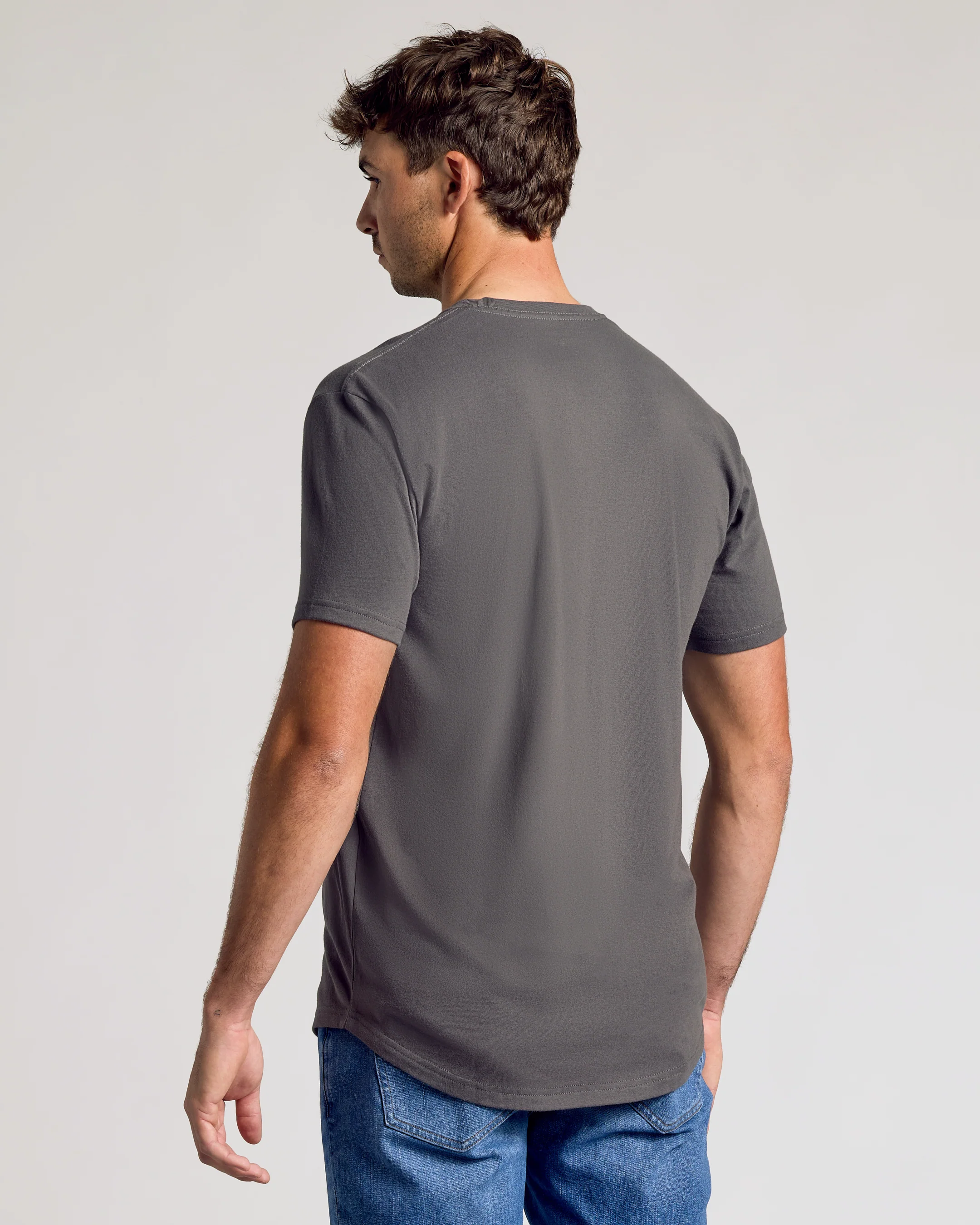 Carbon Short Sleeve Tall Curved Hem Crew - Image 3