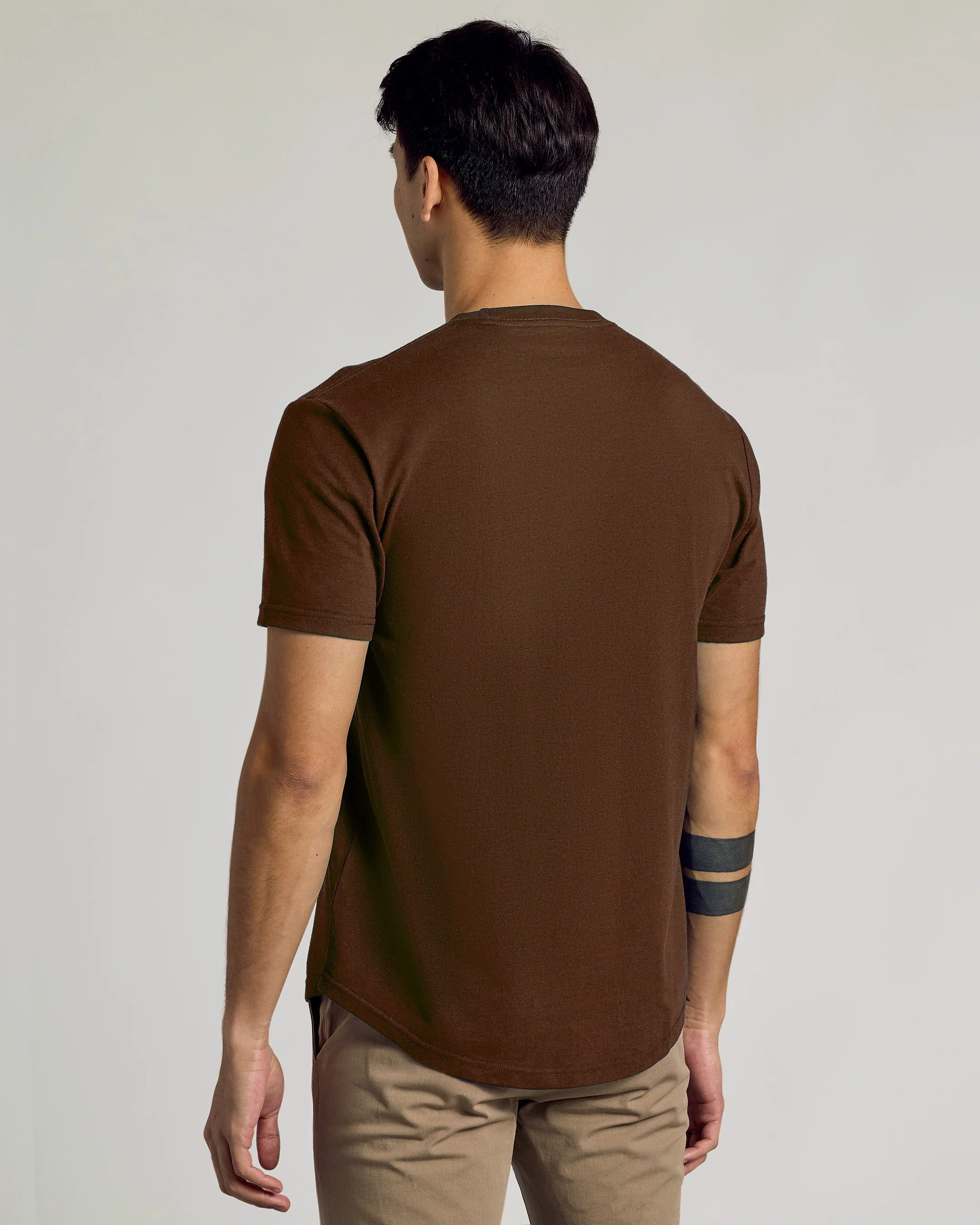 Carob Curved Hem Classic Crew Neck - Image 3