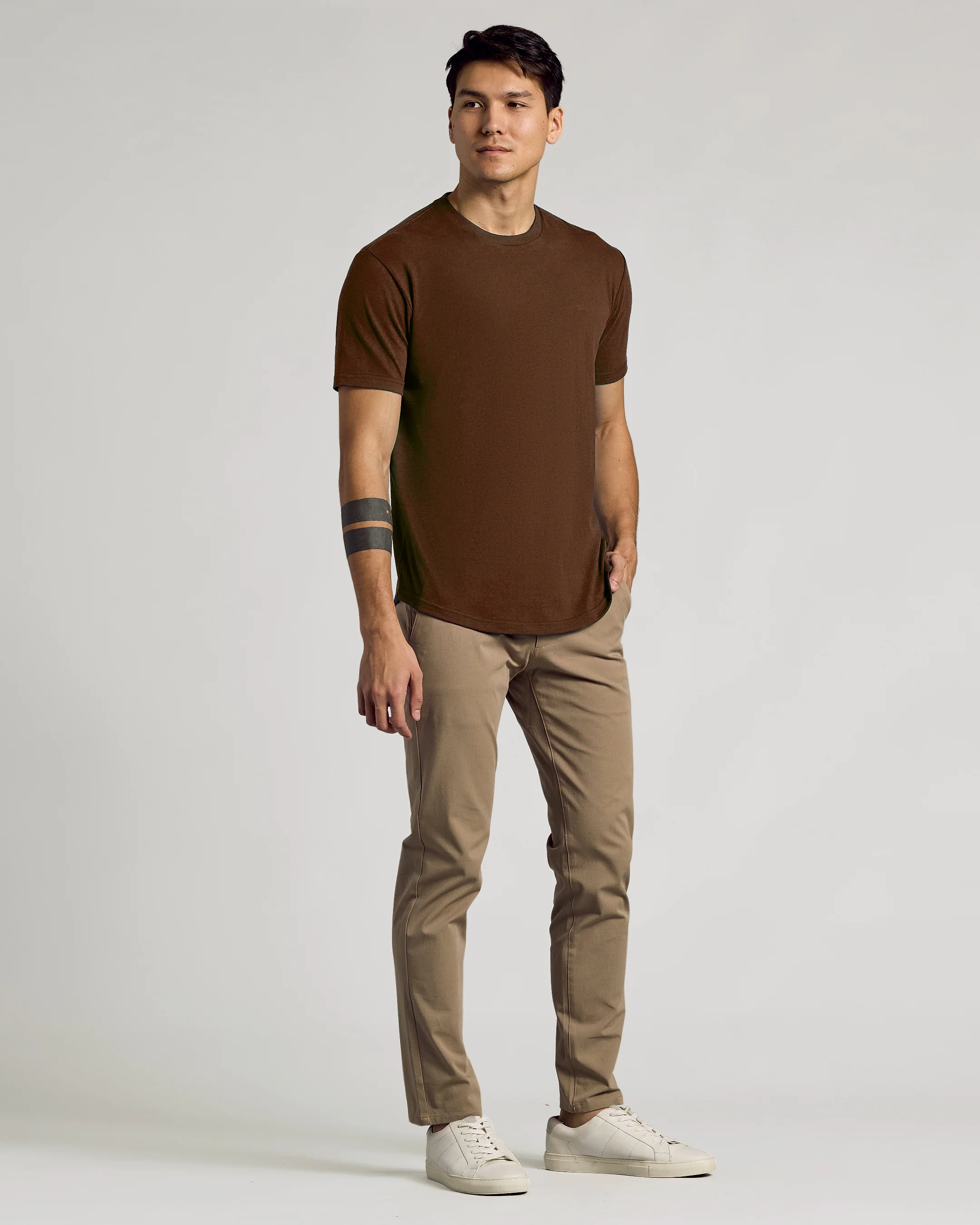 Carob Curved Hem Classic Crew Neck - Image 4