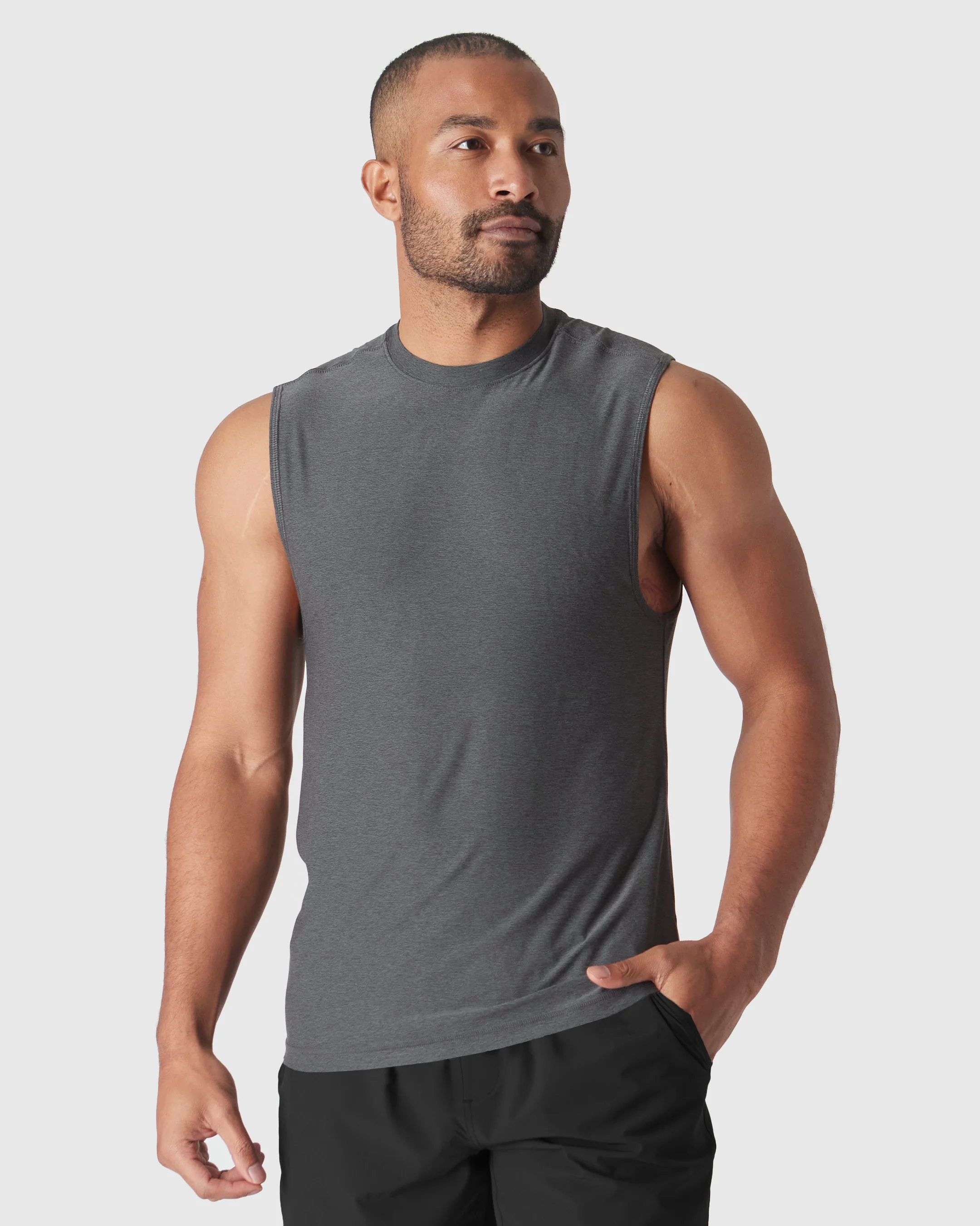Charcoal Heather Gray Active Sleeveless Muscle Tee