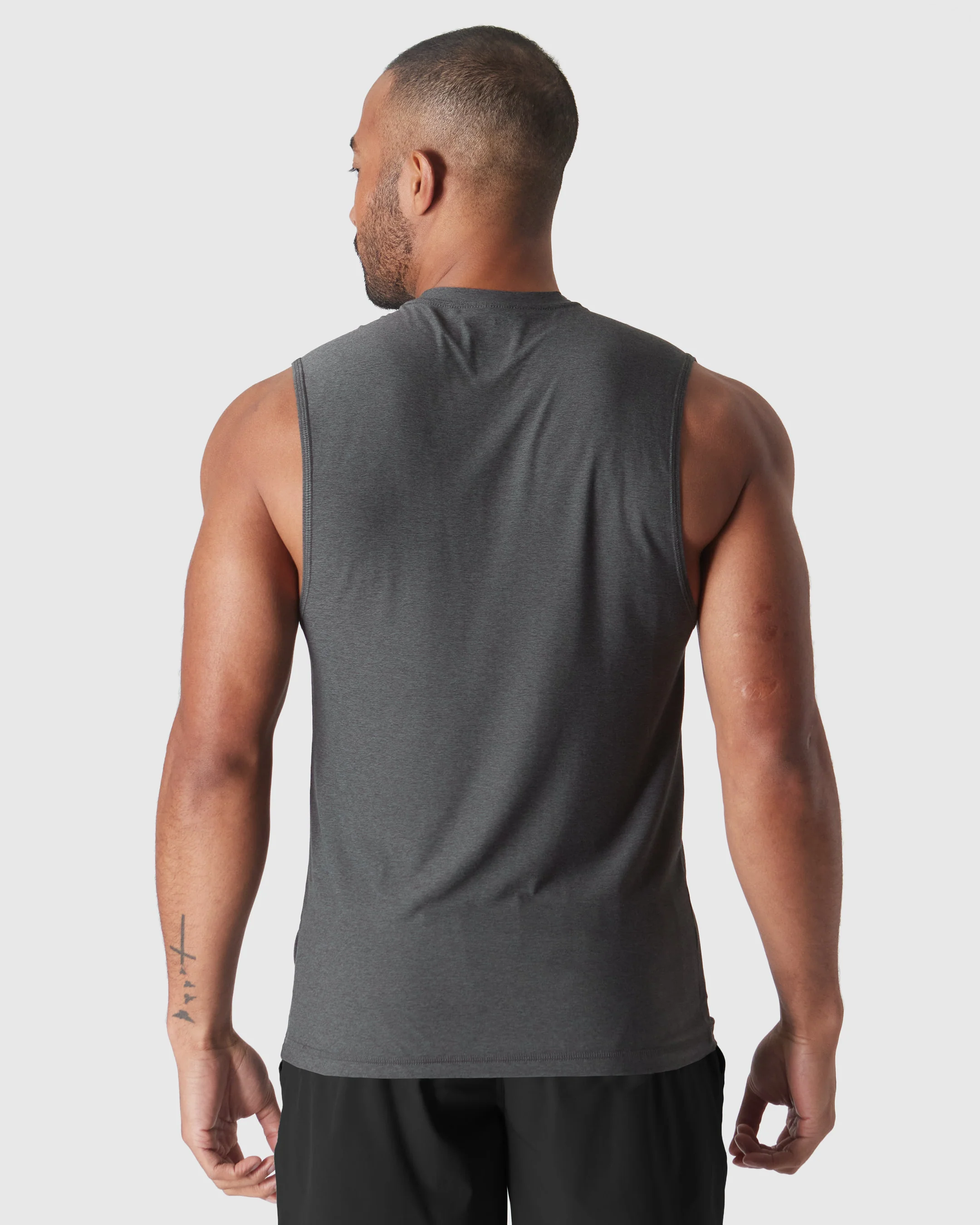 Charcoal Heather Gray Active Sleeveless Muscle Tee - Image 3