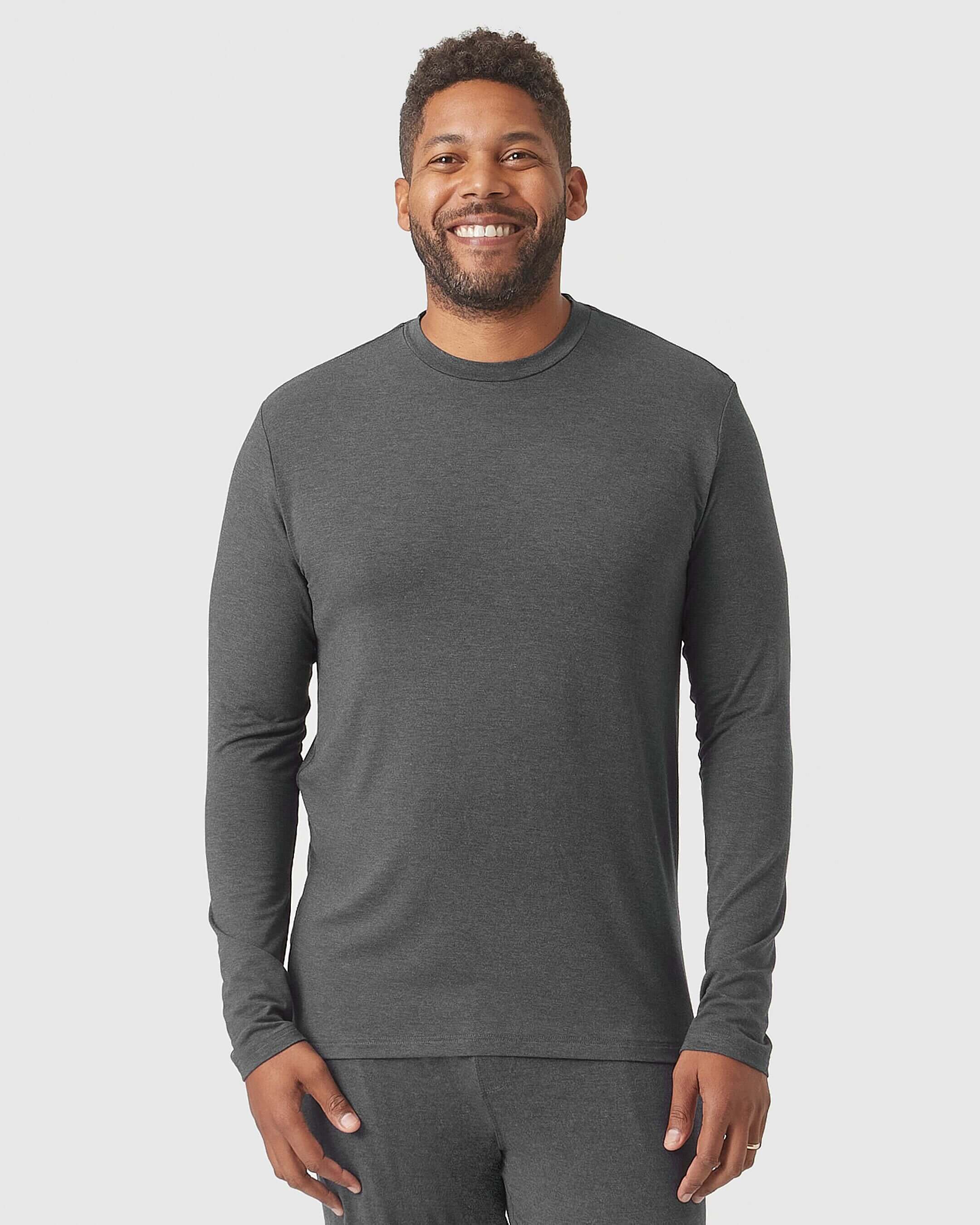 Charcoal Heather Gray Loungewear Long Sleeve Tee And Jogger Set - Image 3