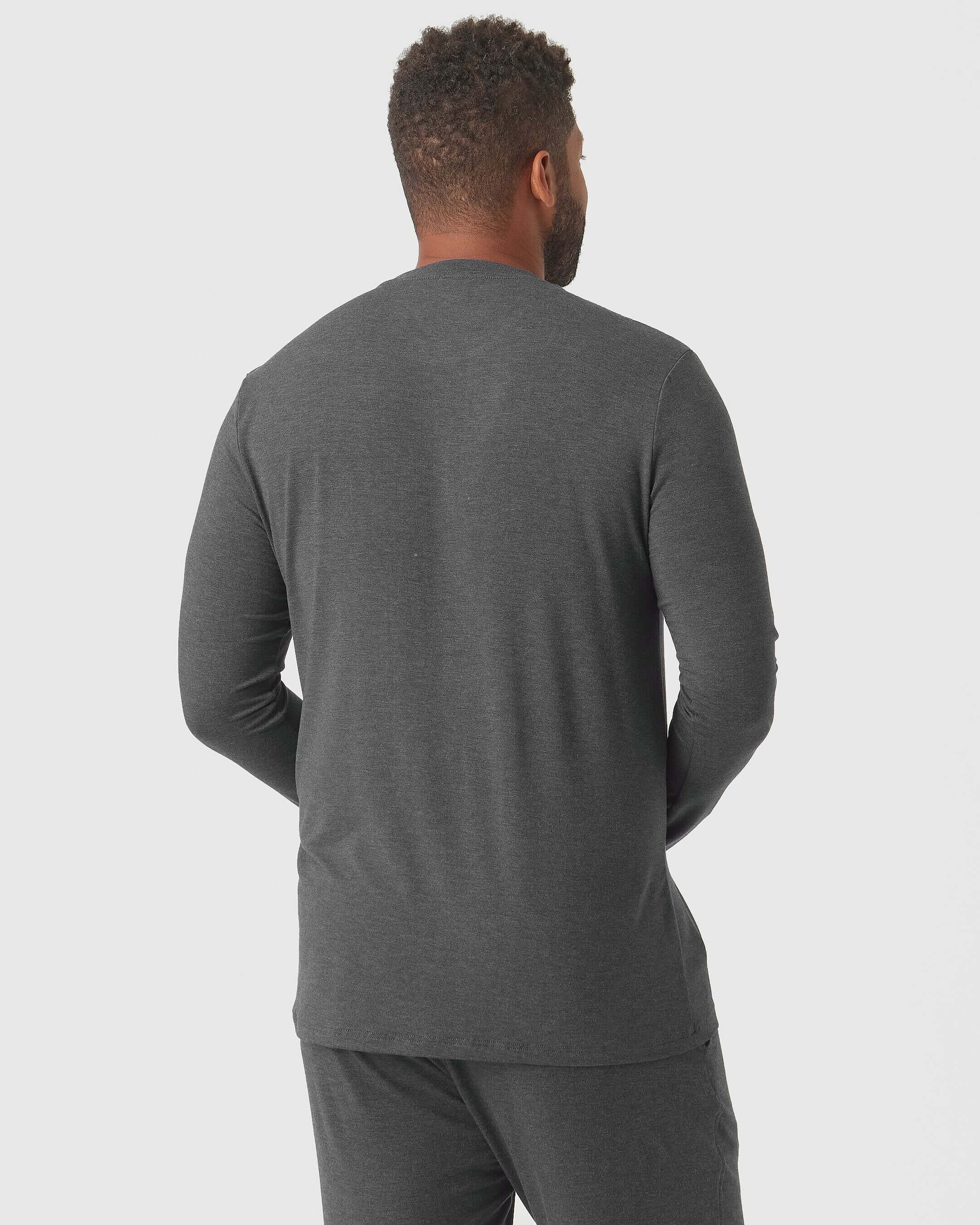 Charcoal Heather Gray Loungewear Long Sleeve Tee And Jogger Set - Image 4