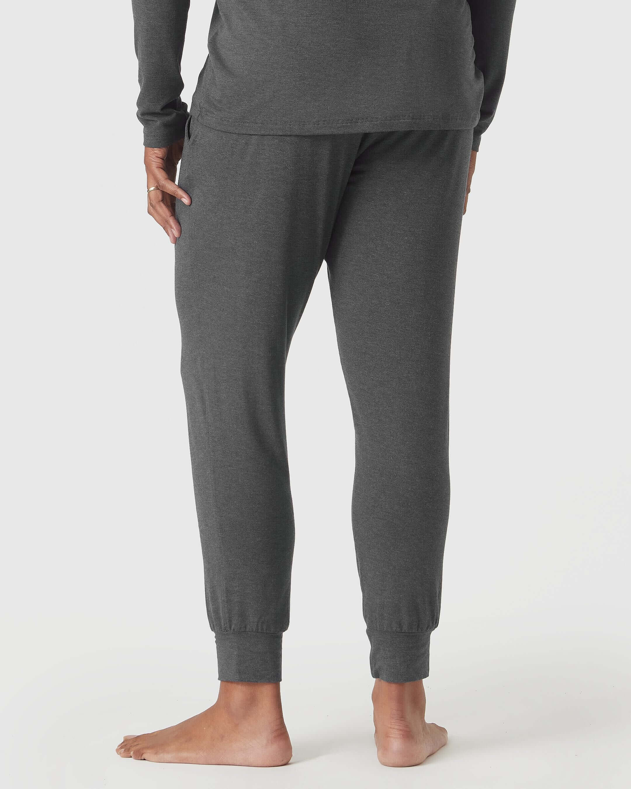 Charcoal Heather Gray Loungewear Long Sleeve Tee And Jogger Set - Image 6