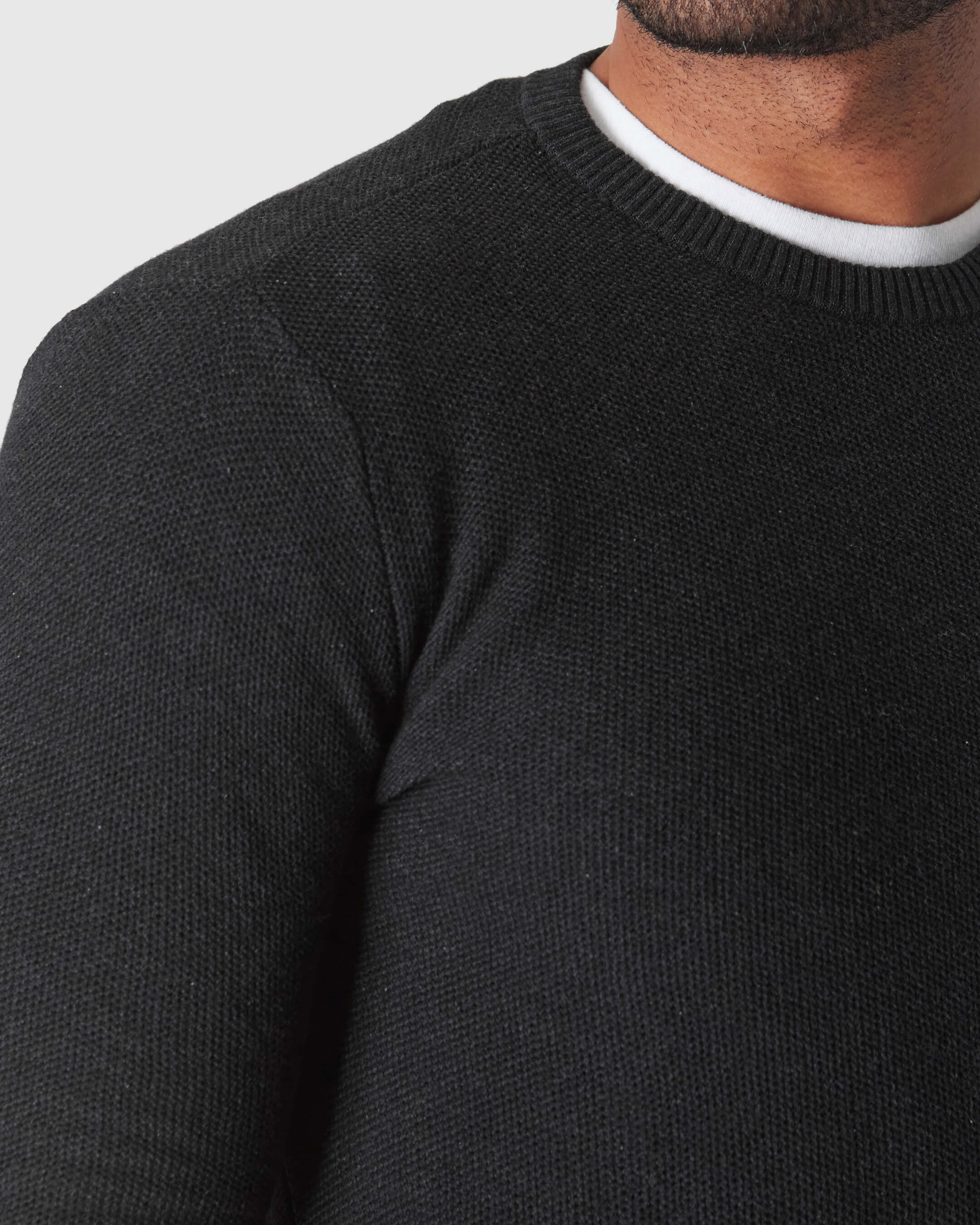 Charcoal Heather Gray Pique Crew Sweater - Image 5