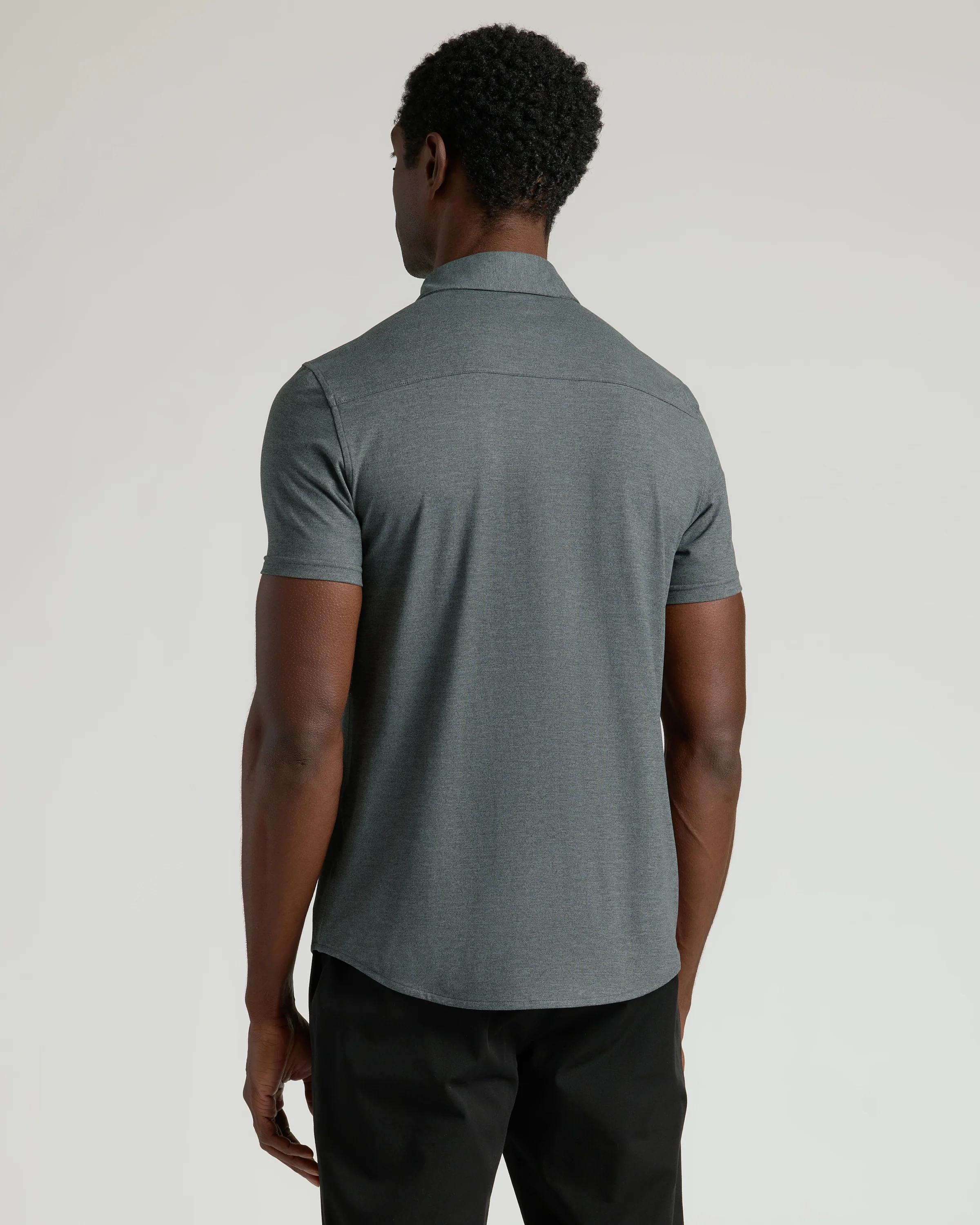 Charcoal Heather Gray Short Sleeve Comfort Knit Shirt - Image 3
