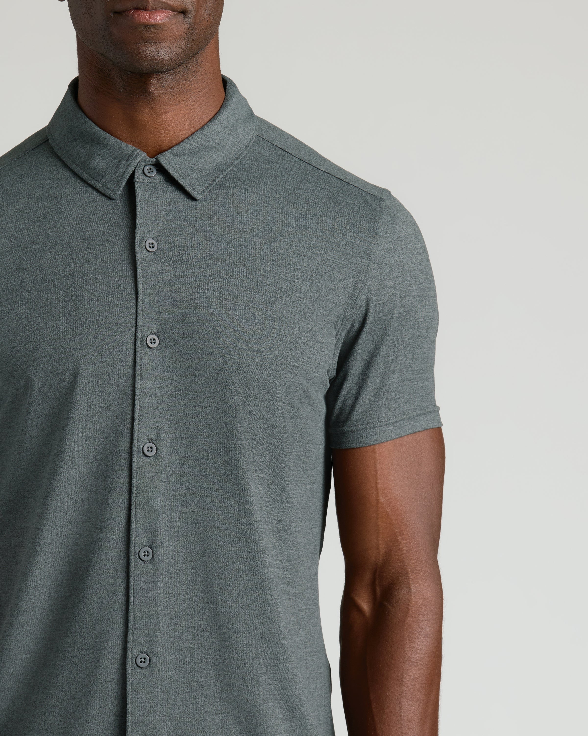 Charcoal Heather Gray Short Sleeve Comfort Knit Shirt - Image 7