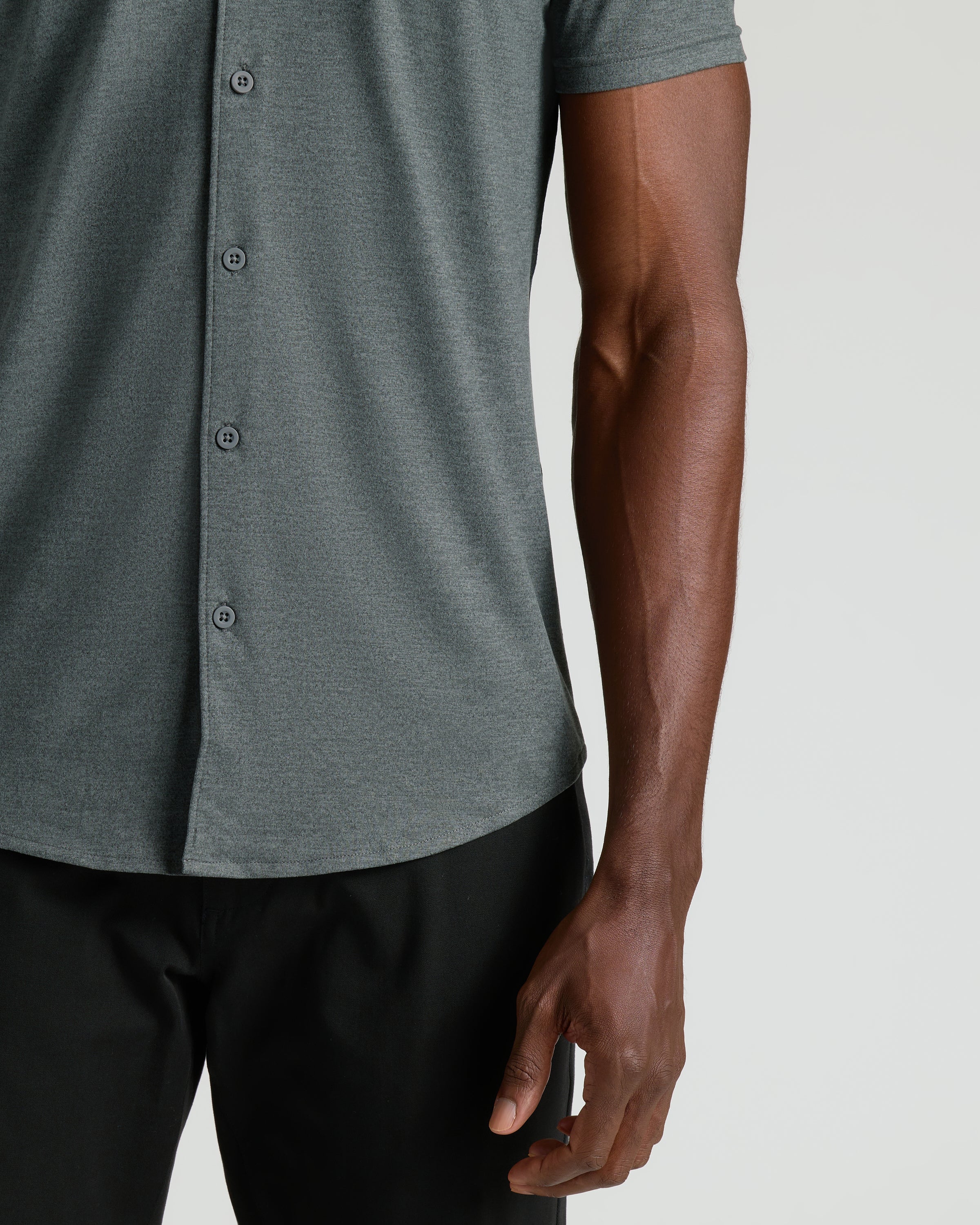 Charcoal Heather Gray Short Sleeve Comfort Knit Shirt - Image 8