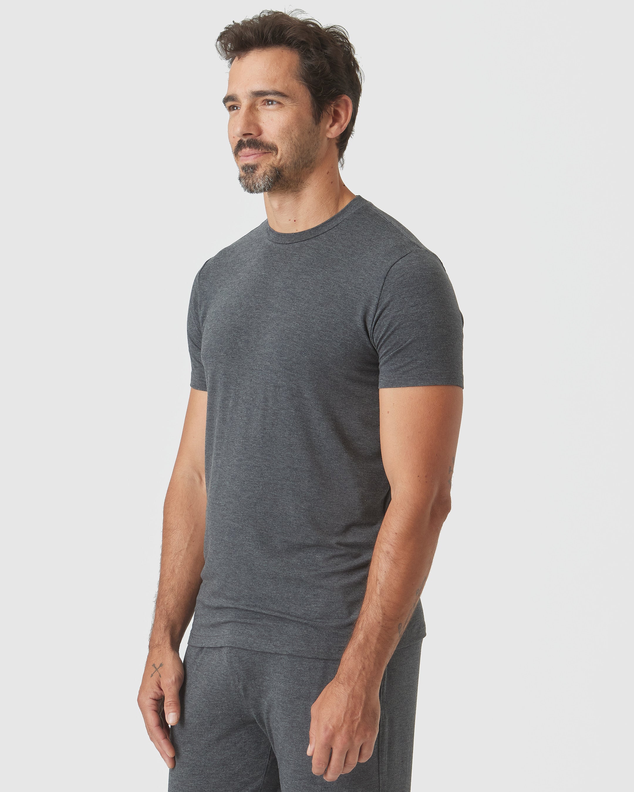 Charcoal Heather Gray Short Sleeve Loungewear Tee - Image 4